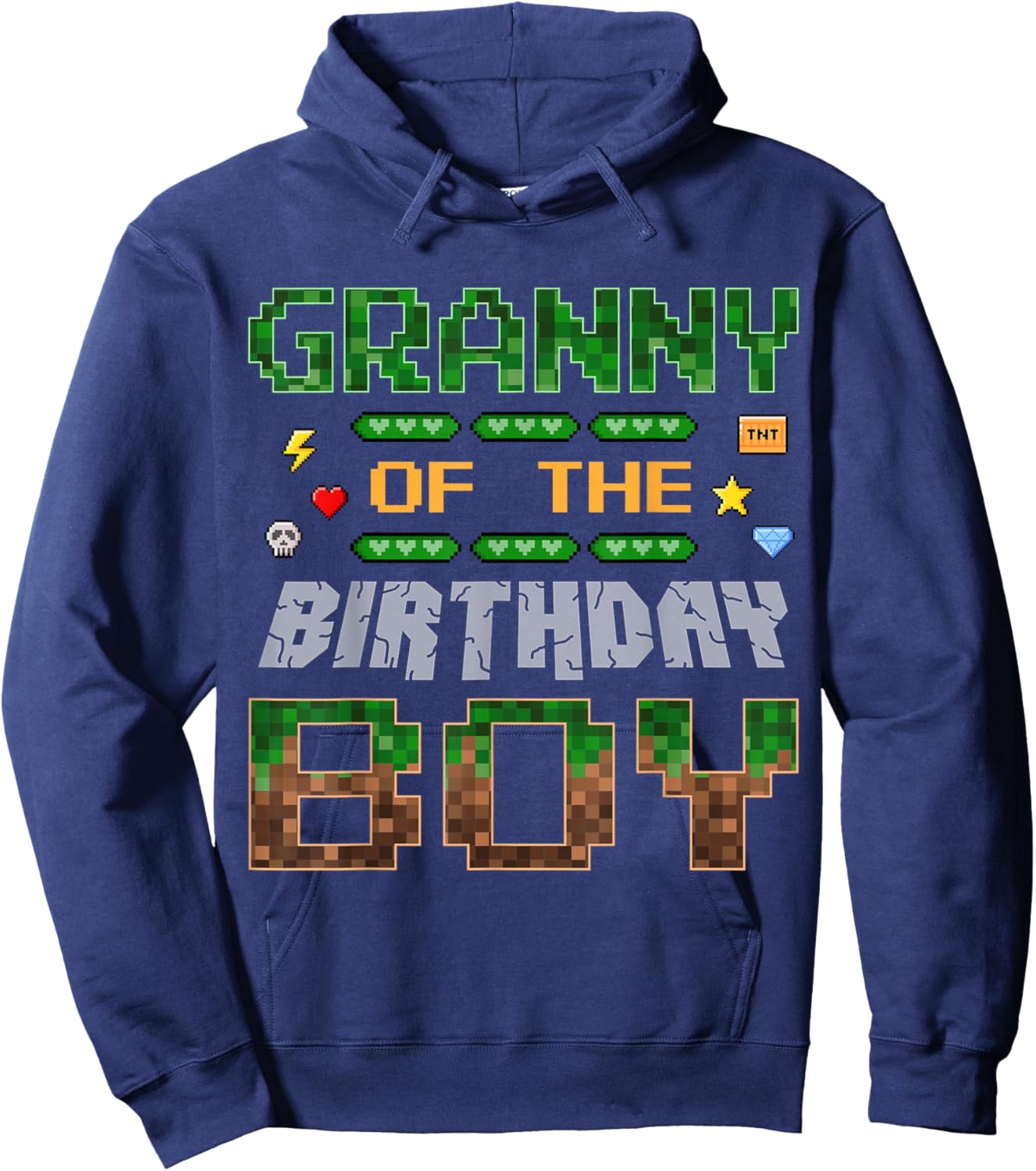 Granny of the Birthday Boy Pixel Gamer Family Love Hoodie - Hoodie | Navy