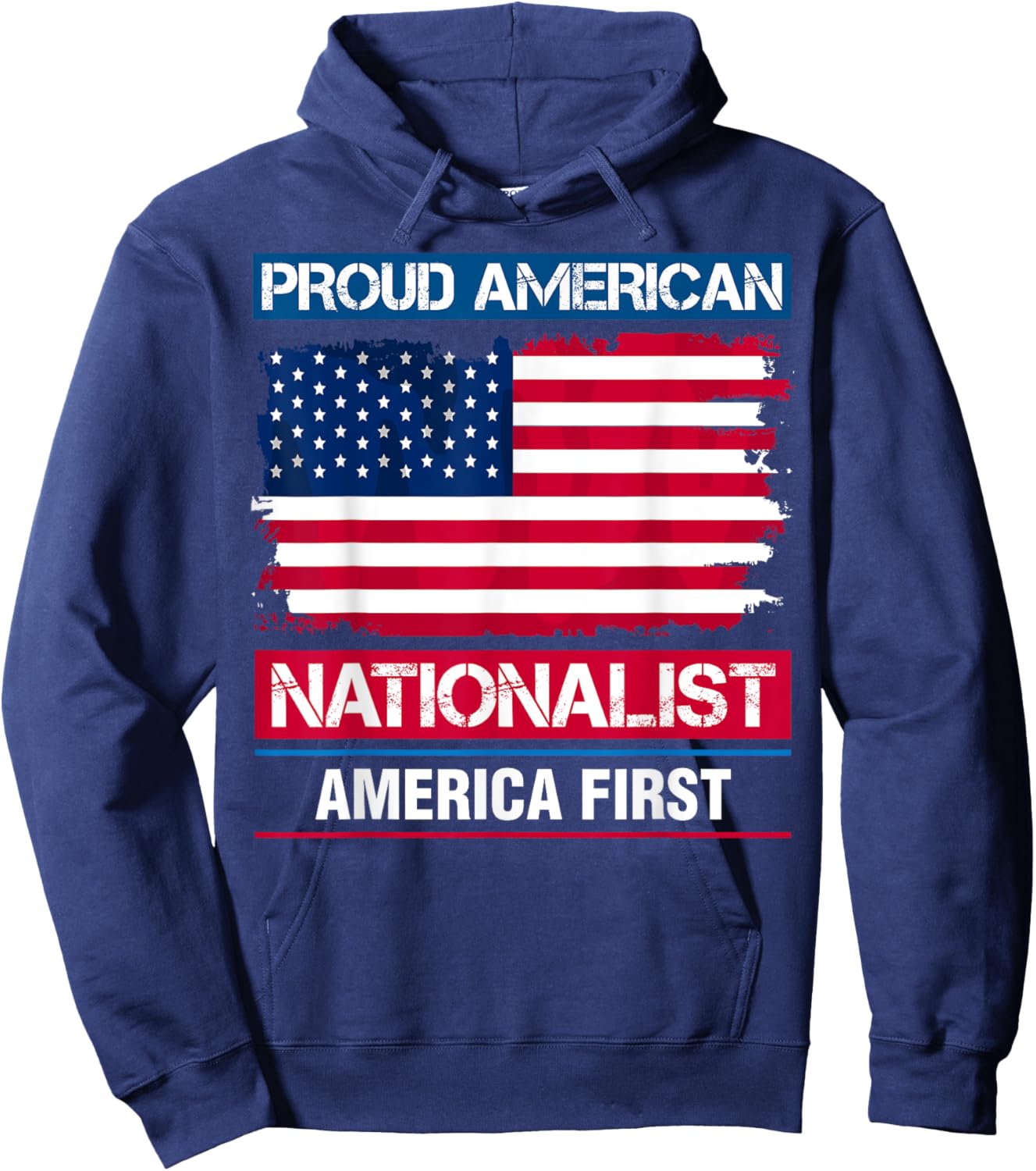 American Nationalist America First Proud USA Flag Men Hoodie - Hoodie | Navy