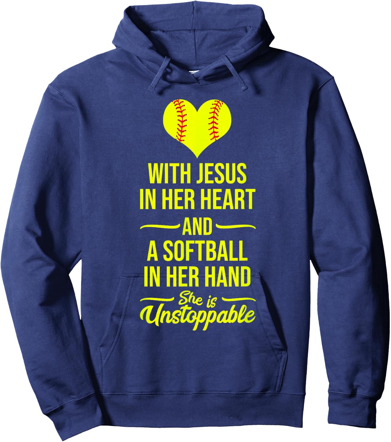 Softball with Jesus in Her Heart Softball Pitcher Hoodie - Hoodie | Navy