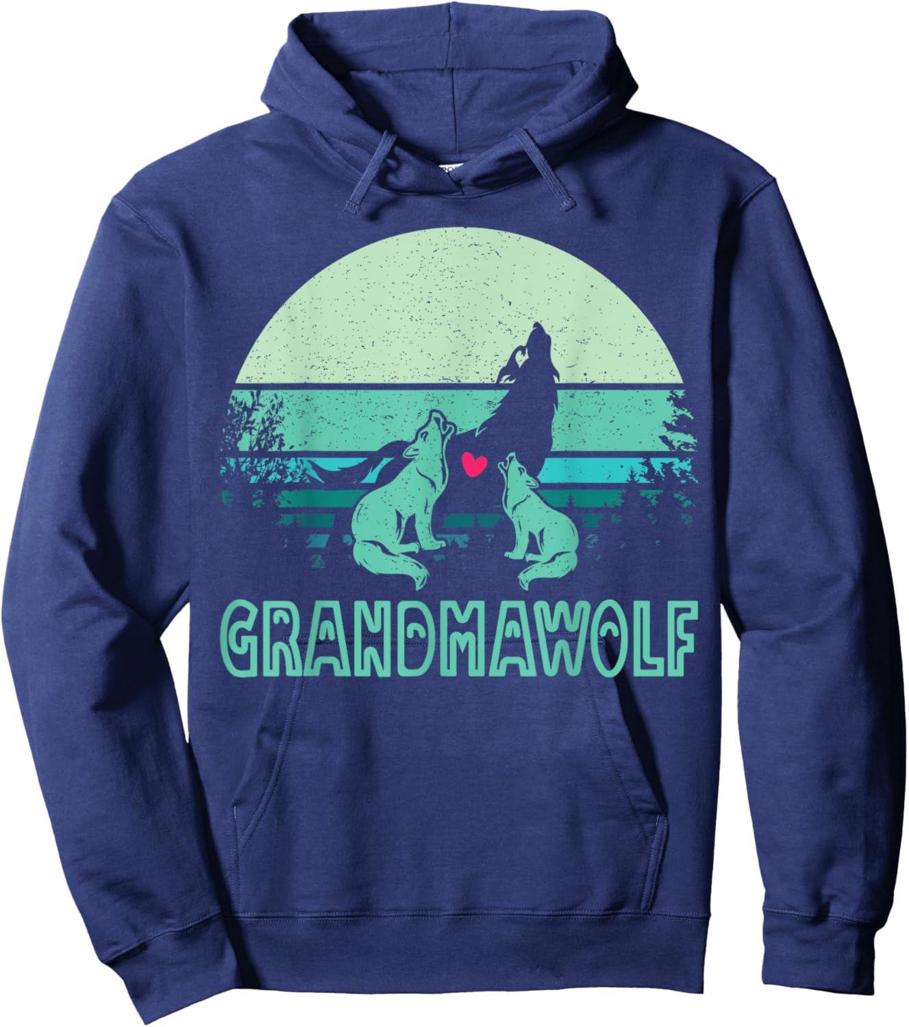 grandmawolf for lovers mom grandma wolf & wolves Mothers Day Hoodie - Hoodie | Navy