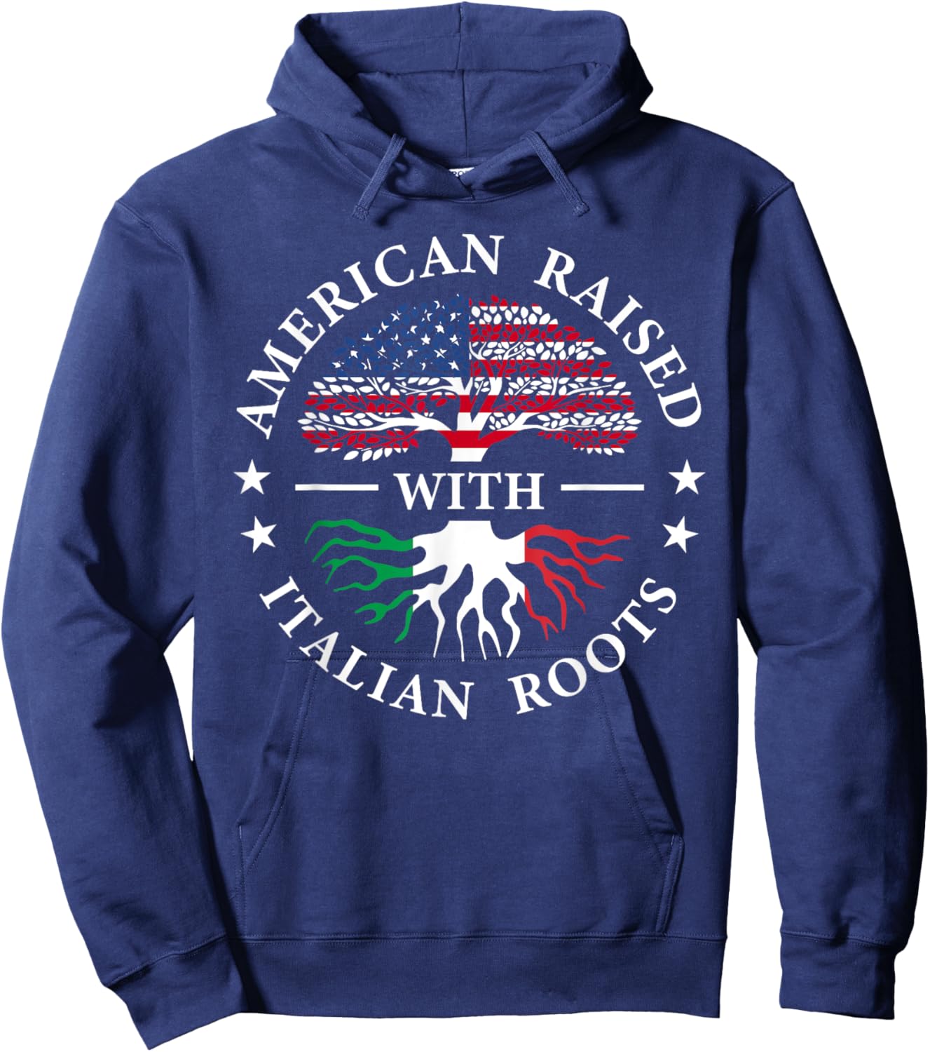 American Raised with Italian Roots Tree USA Italy Flag Hoodie - Hoodie | Navy