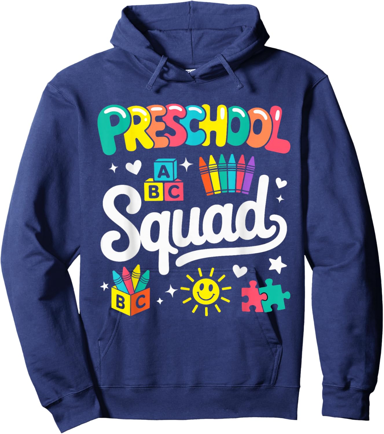 Preschool Squad Back to School Cute Cool Teacher Women Girls Hoodie - Hoodie | Navy