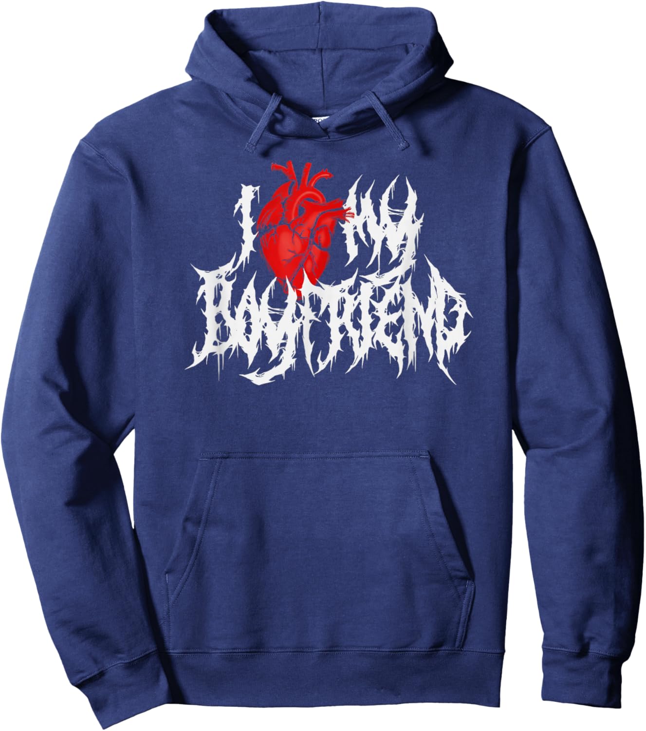 I Heart My Boyfriend. Funny Death Metal, Goth Valentine's Hoodie - Hoodie | Navy