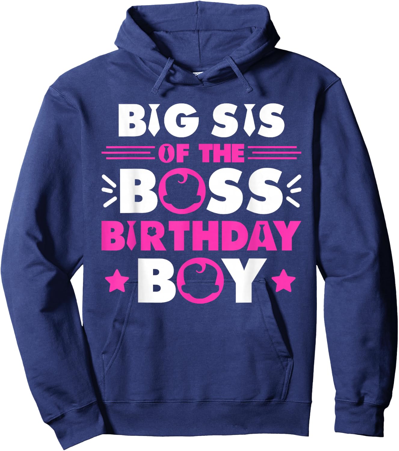 Big Sis of The Boss Birthday Boy Baby Family Matching Hoodie - Hoodie | Navy