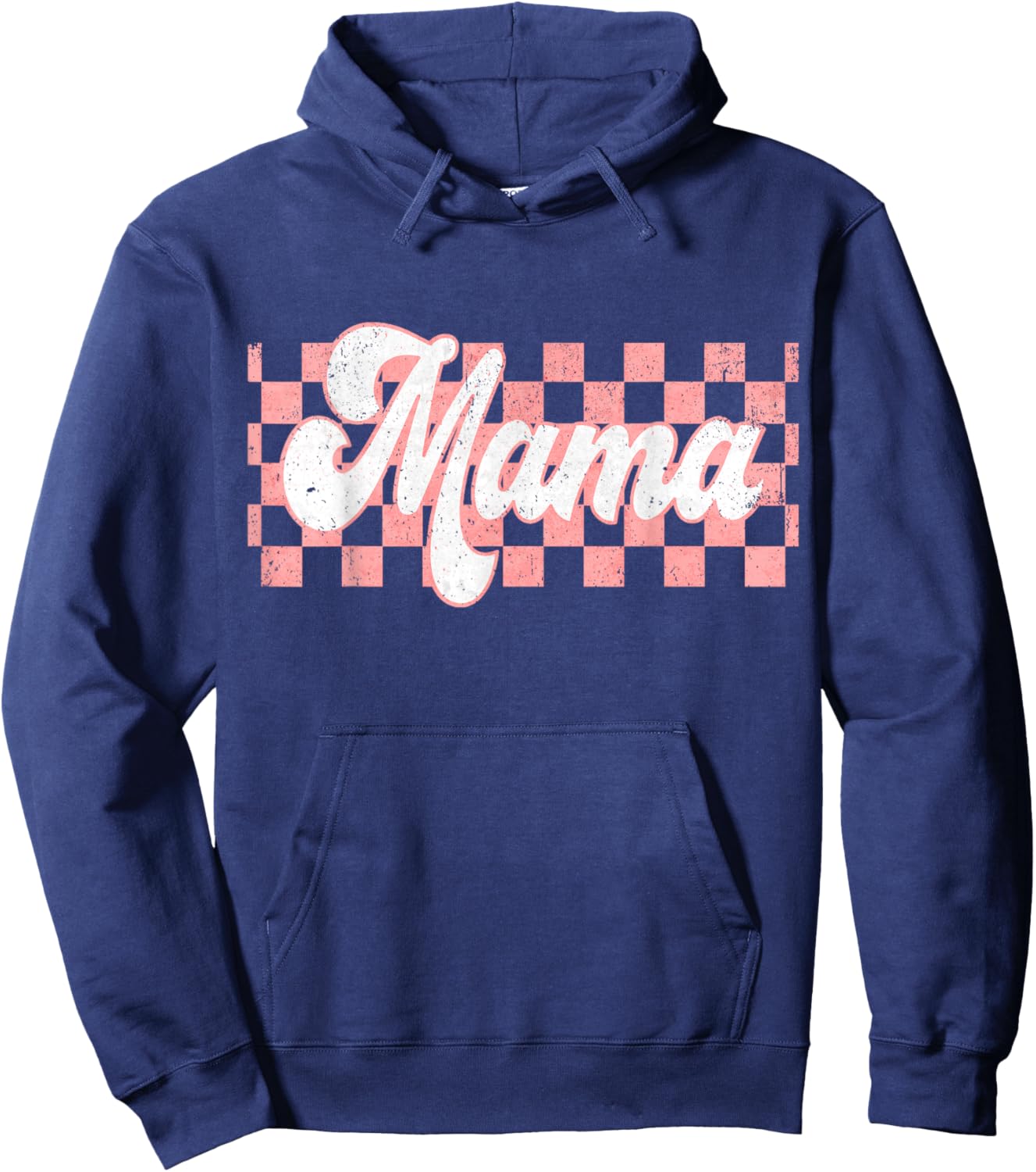 Checkered Mama Retro Mom Life Women Mothers Day New Mom Hoodie - Hoodie | Navy