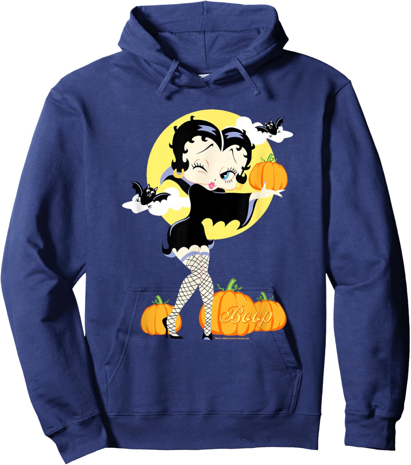 Betty Boop Halloween Sexy Miss Dracula Pumpkin Night Poster Hoodie - Hoodie | Navy