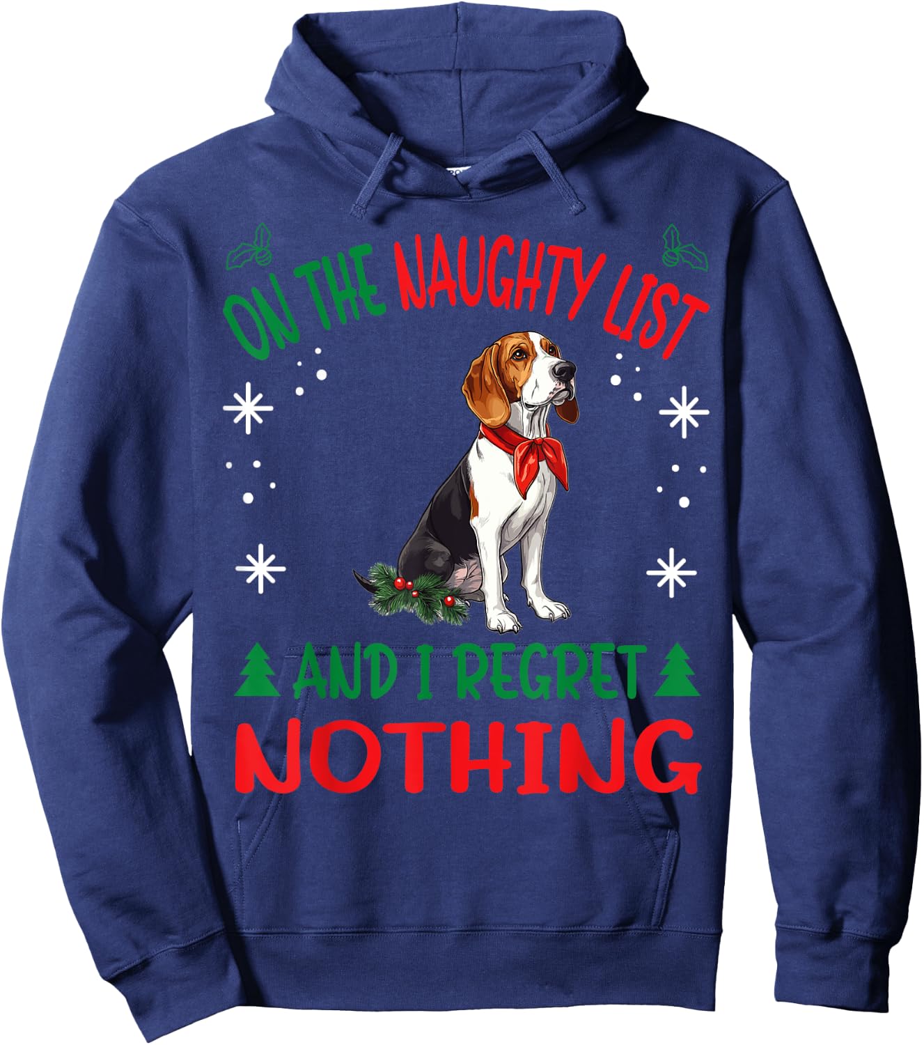Cute Treeing Walker Coonhound Dog Christmas On The Naughty Men Women Hoodie - Hoodie | Navy