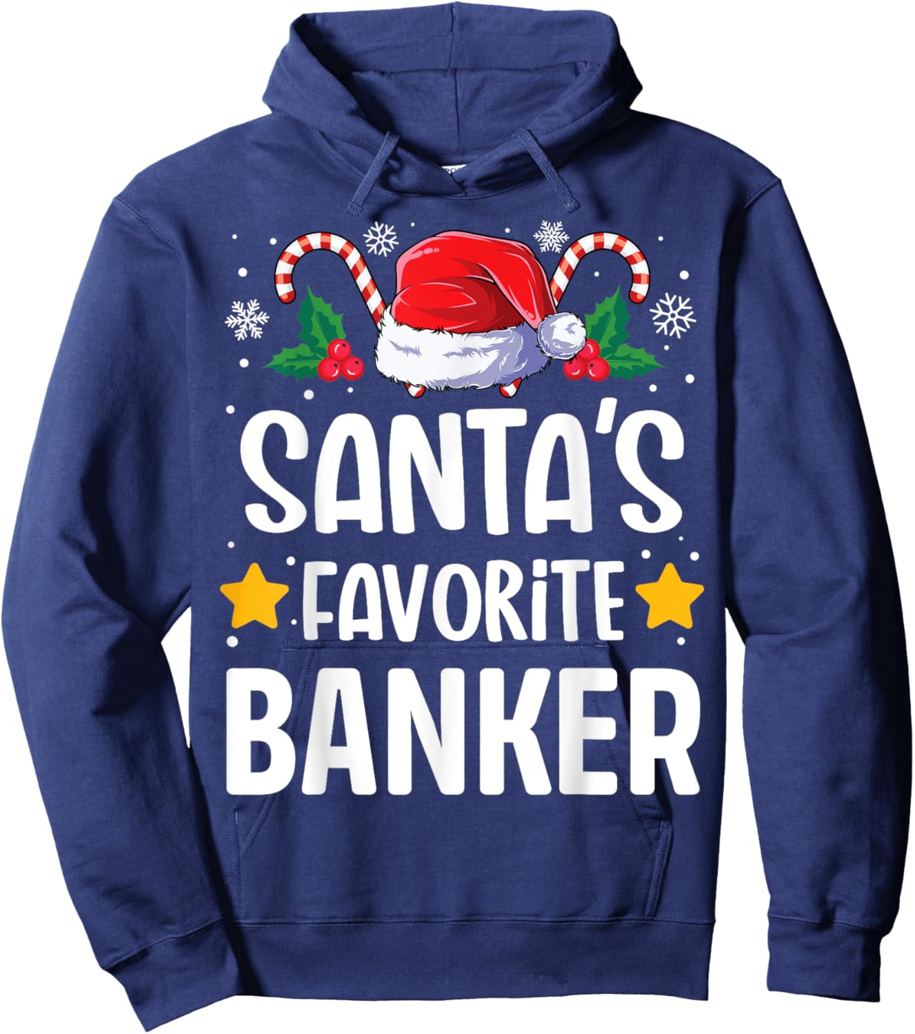 Santas Favorite Banker Christmas Matching Group Pajama Hoodie - Hoodie | Navy