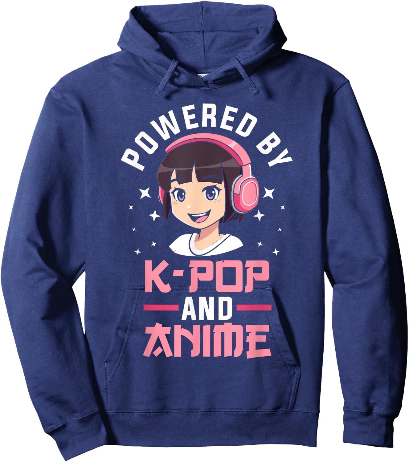 Powered by K-pop and Anime Kpop Merch Merchandise Gift Hoodie - Hoodie | Navy