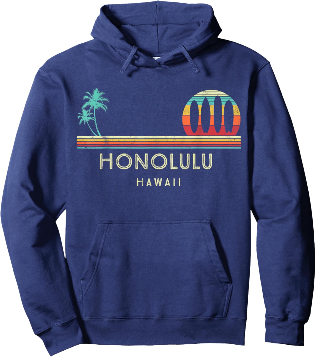 Vintage Hawaii Honolulu - Palm trees Tropical - Surf Hoodie - Hoodie | Navy