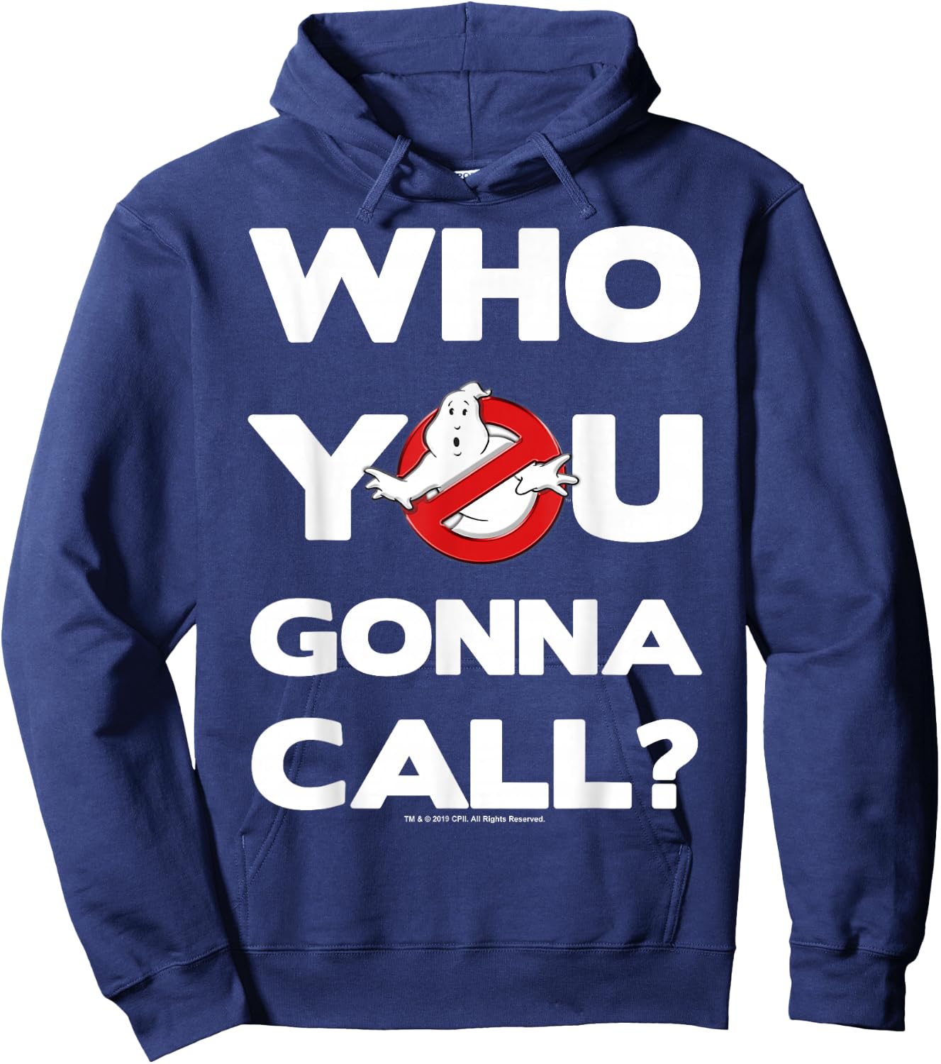 Ghostbusters Who You Gonna Call Bold Text Movie Logo Hoodie - Hoodie | Navy