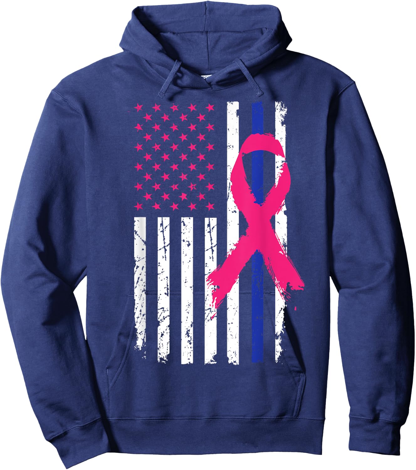 American Police Flag Cool Breast Cancer Awareness Gift Kids Men Hoodie - Hoodie | Navy