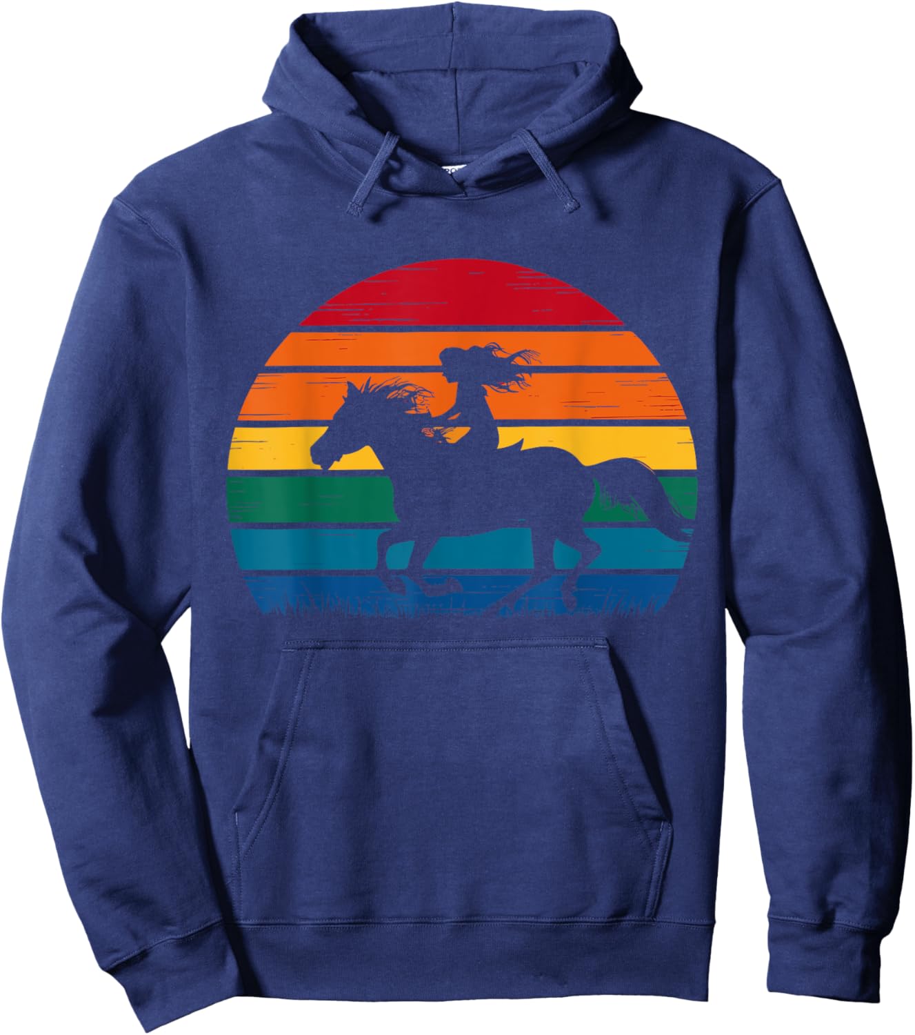Girl Horse Riding Vintage Cowgirl Texas Ranch Hoodie - Hoodie | Navy