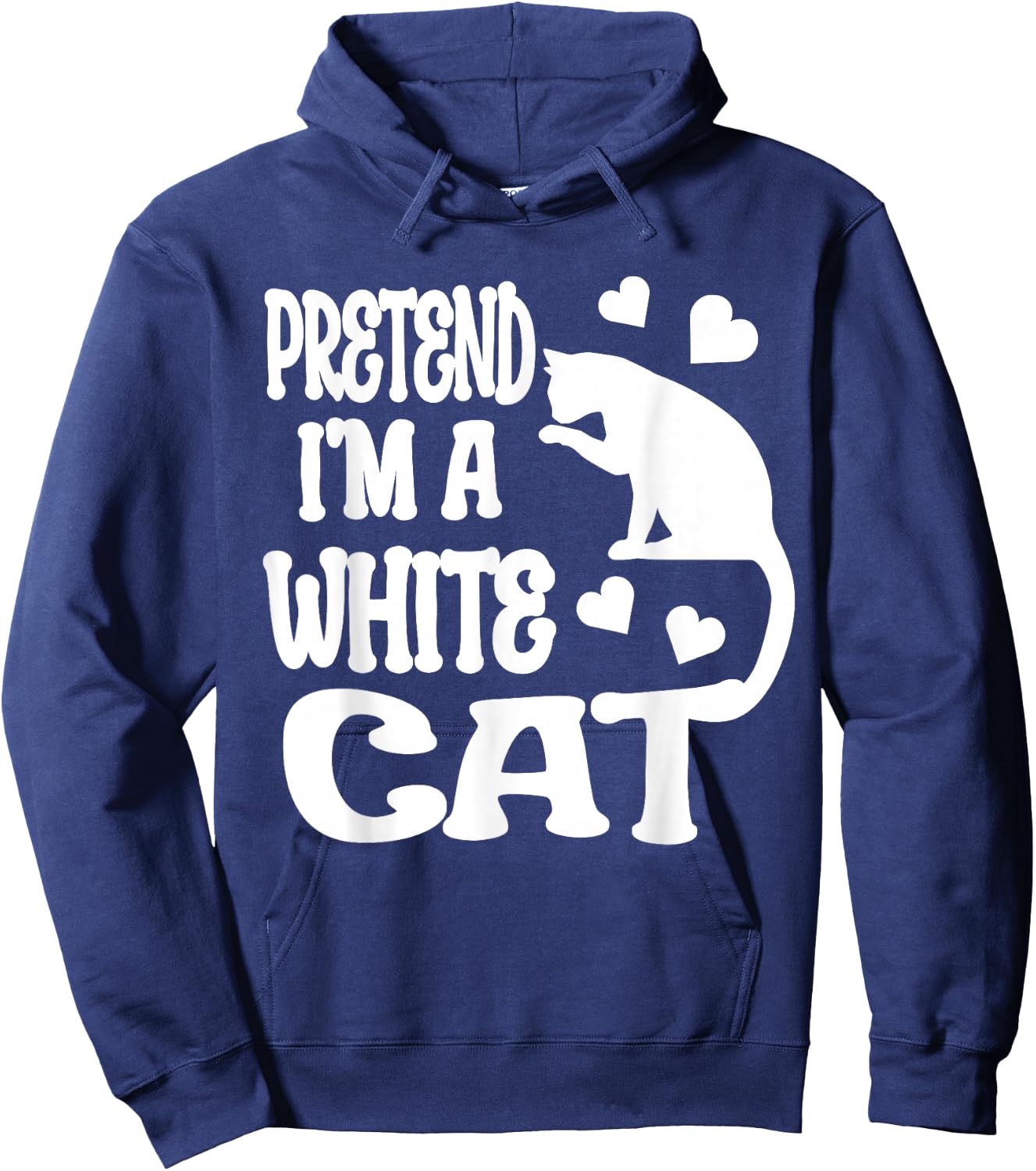 Pretend I'm A White Cat Funny Halloween Costume Hoodie - Hoodie | Navy