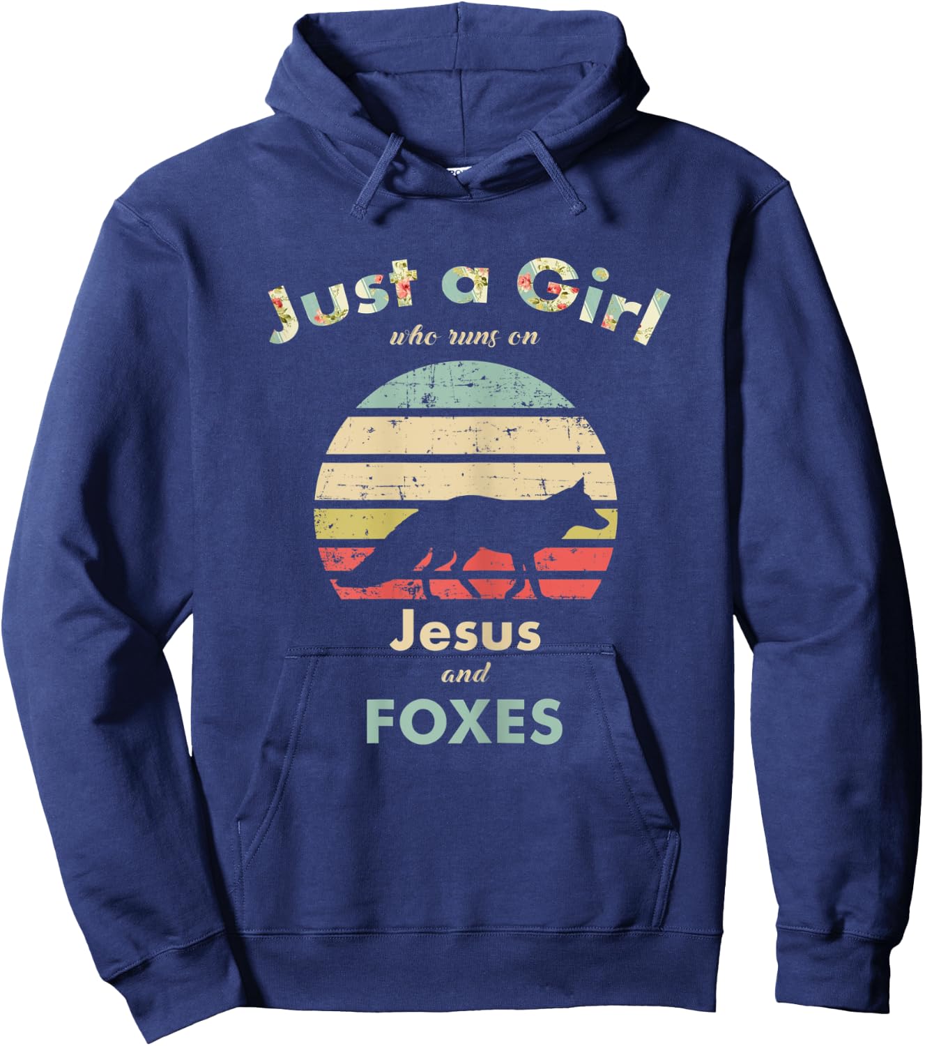 Just A Girl Who Runs on Jesus and Foxes Fox Lover Gift Hoodie - Hoodie | Navy