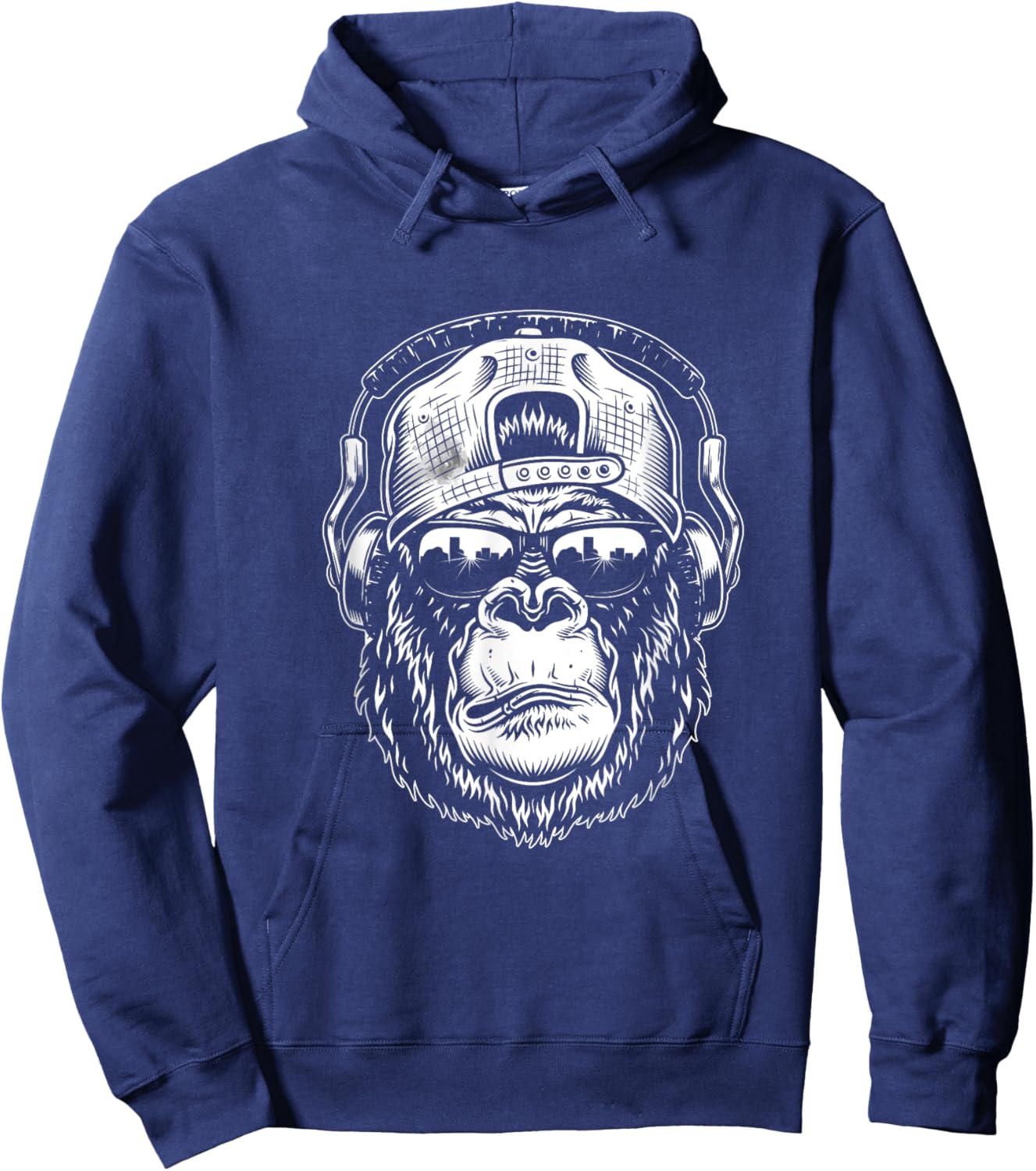 Monkey Cool Chimpanzee Sunglasses Headphones Hoodie - Hoodie | Navy