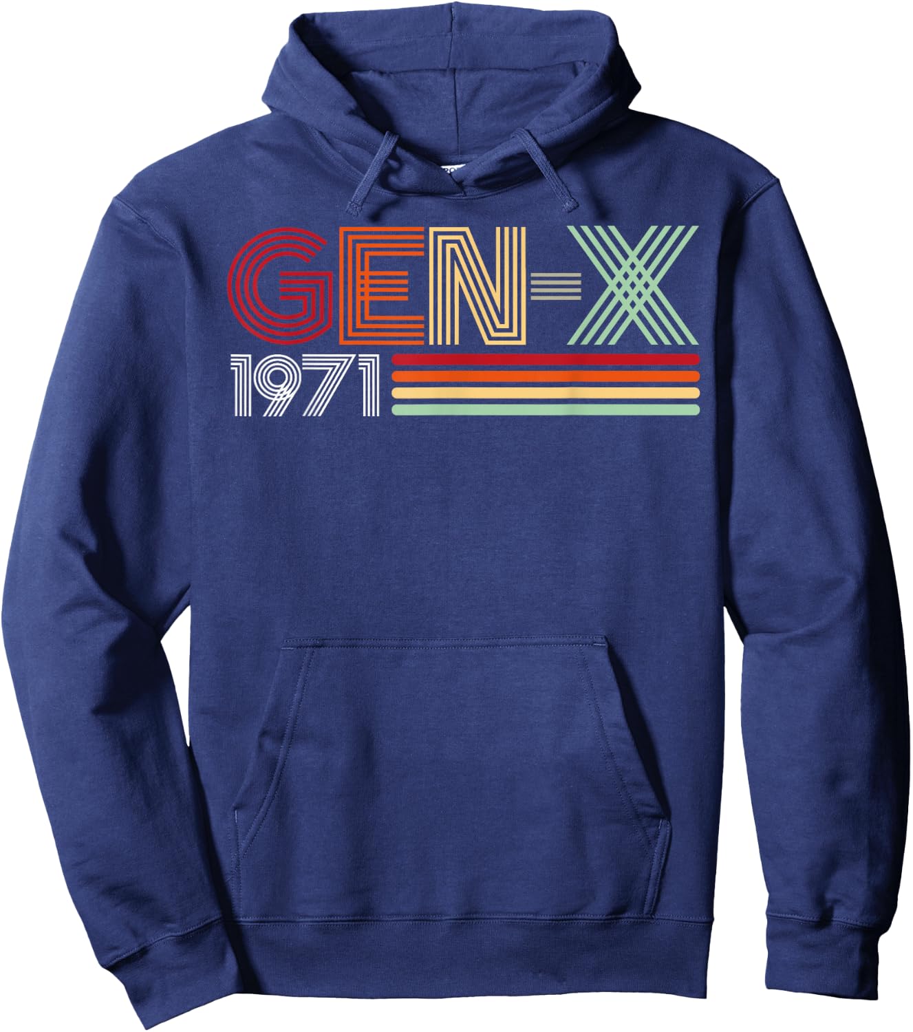 Gen X 1971 Retro Generation Xer Vintage Text Style Hoodie - Hoodie | Navy