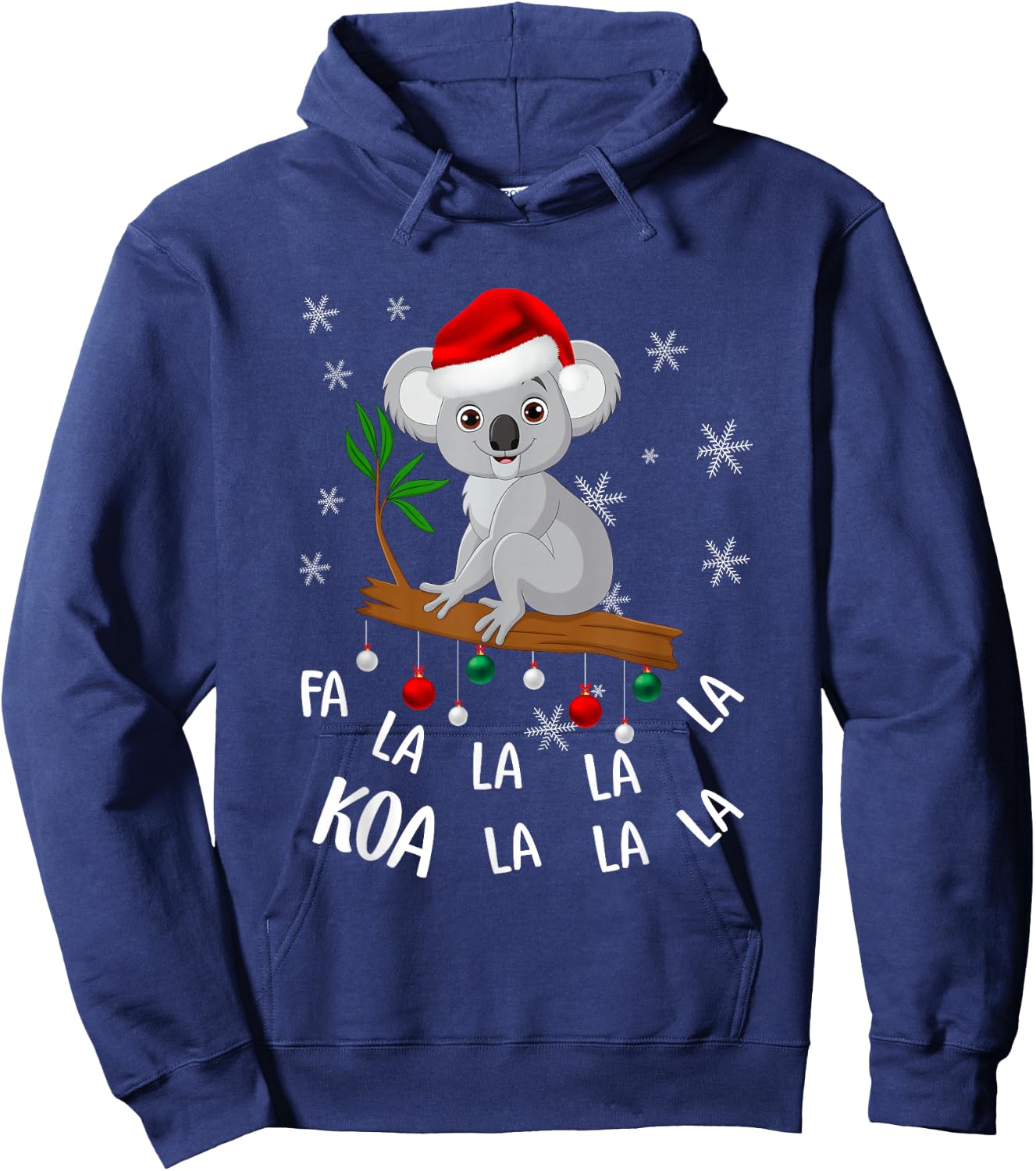 Fa la la Koala Cute Koala Bear in Christmas Hat Santa Hoodie - Hoodie | Navy