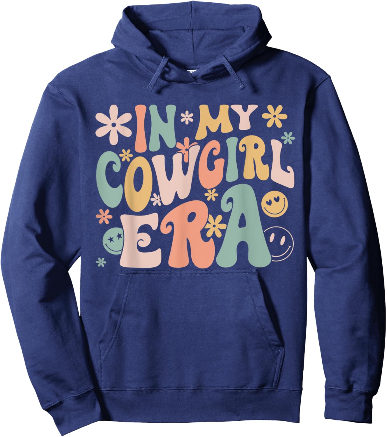 Funny In My Cowgirl Era Groovy Retro Western Rodeo Hoodie - Hoodie | Navy