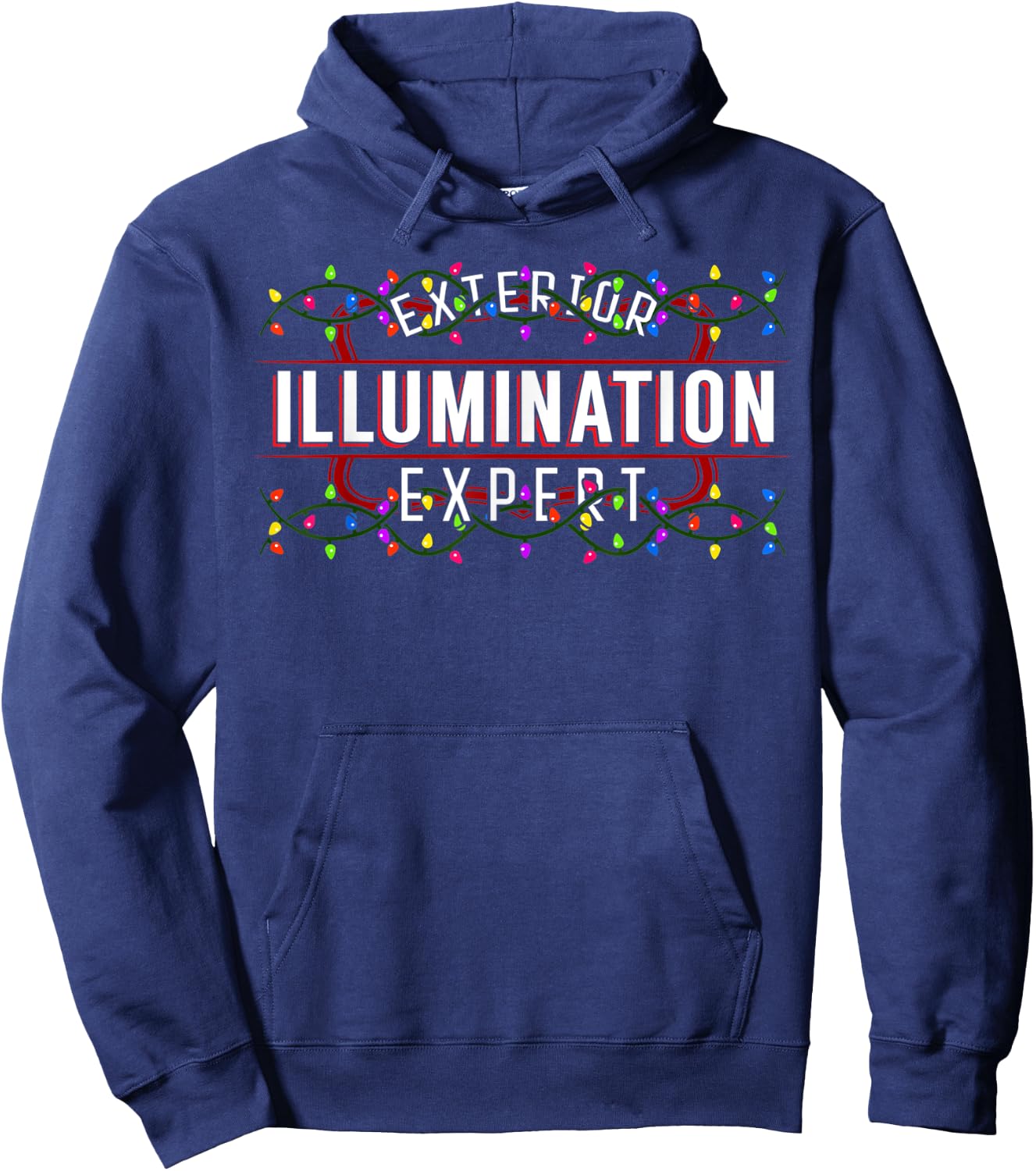 Cute Christmas Exterior Illumination Expert -Adults & Kids Christmas Black Small Hoodie - Hoodie | Navy