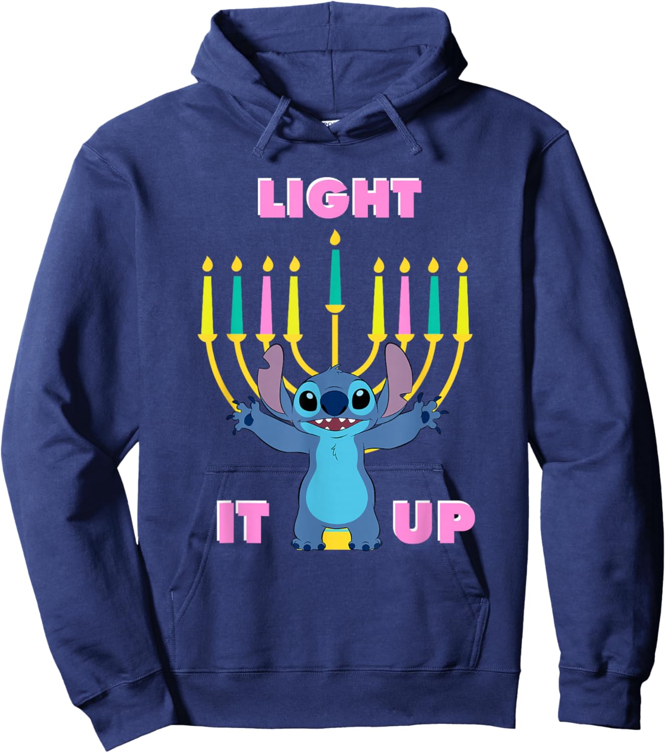 Disney Lilo & Stitch Hanukkah Stitch Light It Up Menorah Hoodie - Hoodie | Navy