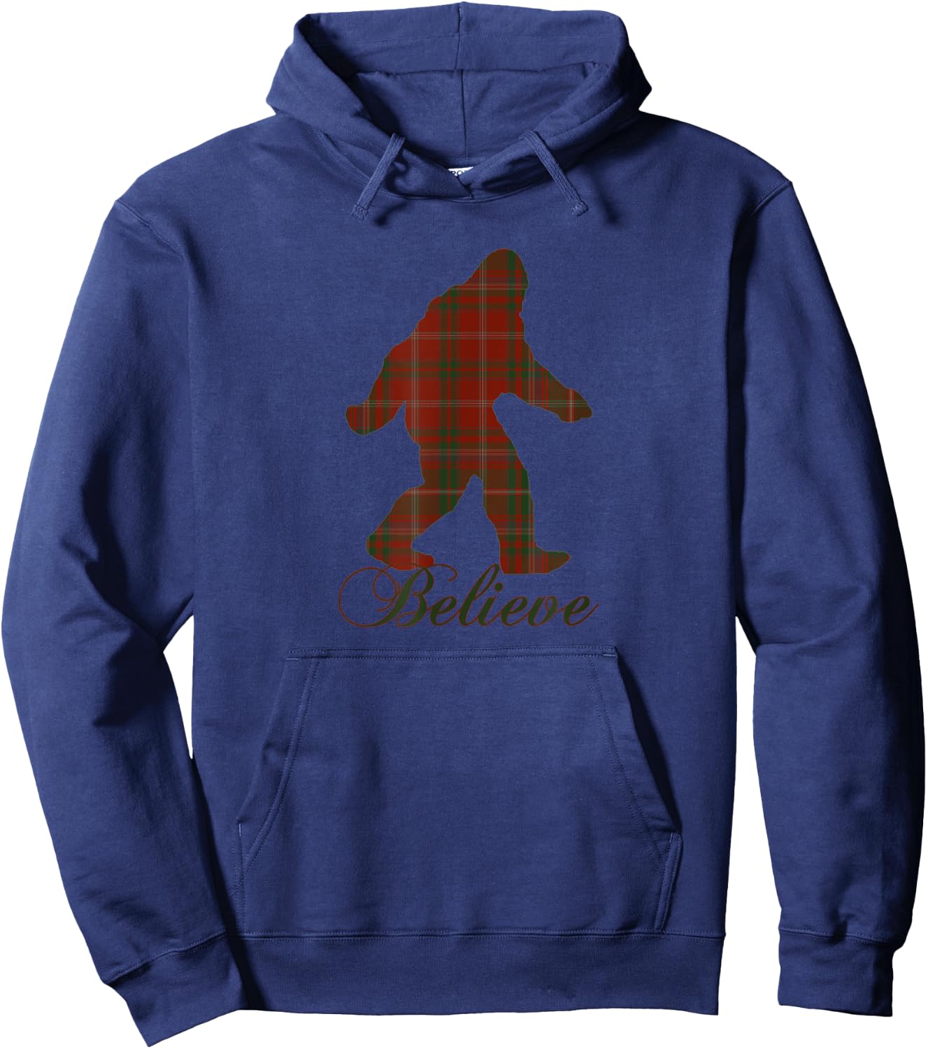 Plaid Bigfoot Sasquatch Yeti Believe Christmas Pajamas Gift Hoodie - Hoodie | Navy