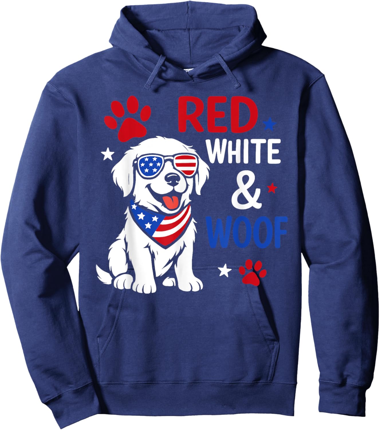 Red White And Woof 4th Of July American Flag Girls Kids Hoodie - Hoodie | Navy