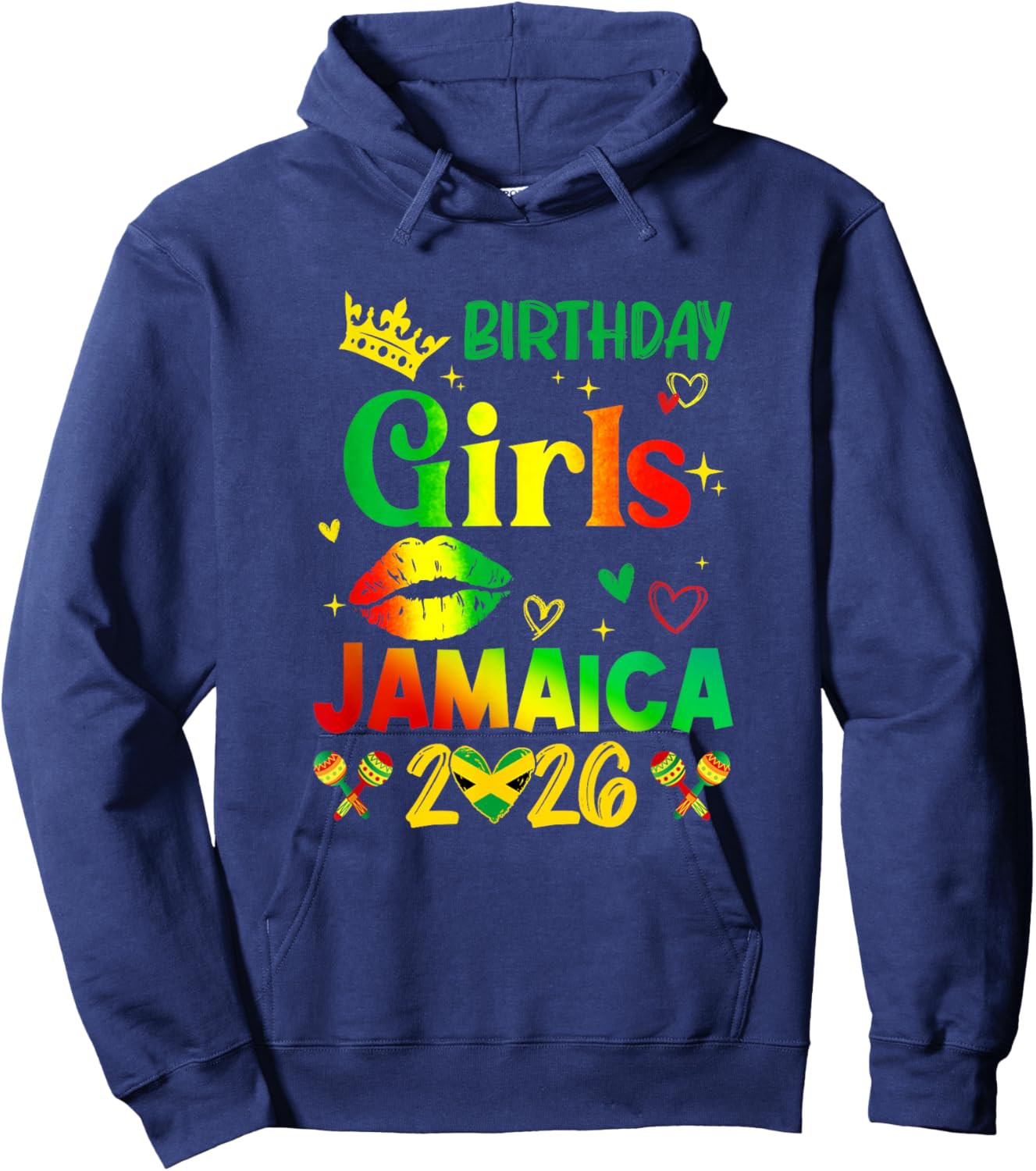 Funny Birthday Girl Jamaica 2026 Birthday Trip Vacation Hoodie - Hoodie | Navy