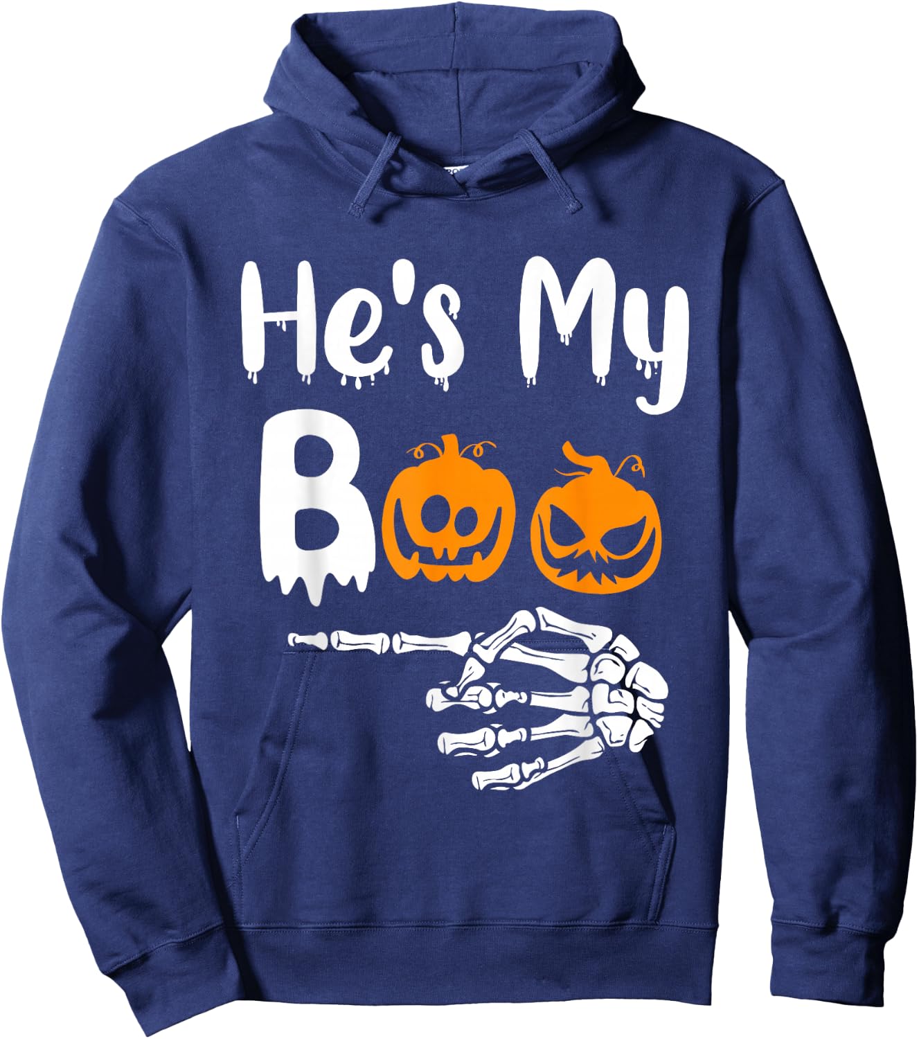 She's My Boo Matching Halloween Pajama Couples He's My Boo Hoodie - Hoodie | Navy