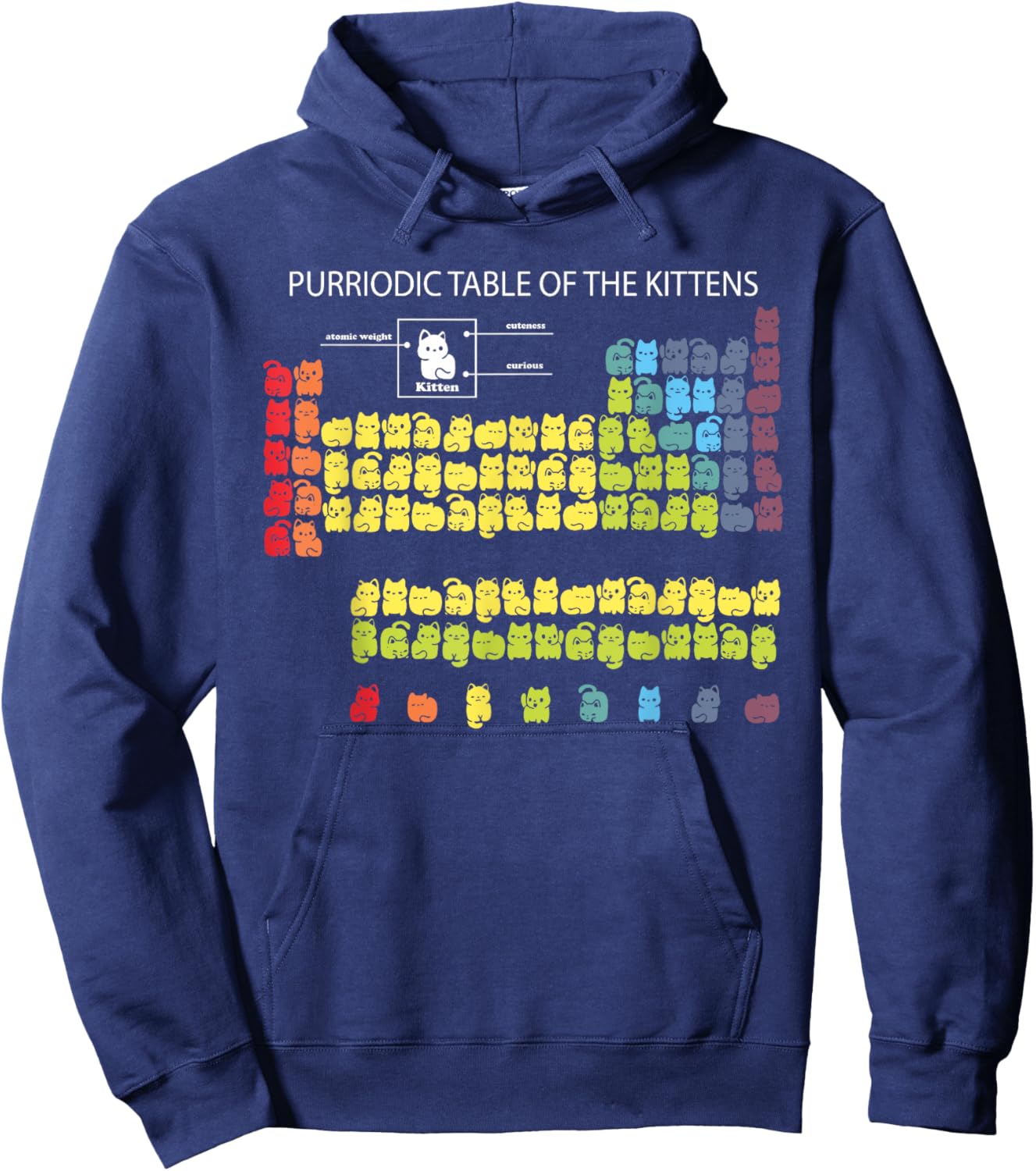 Periodic Table of Kittens Funny Cat Chemistry Funny Cat Hoodie - Hoodie | Navy