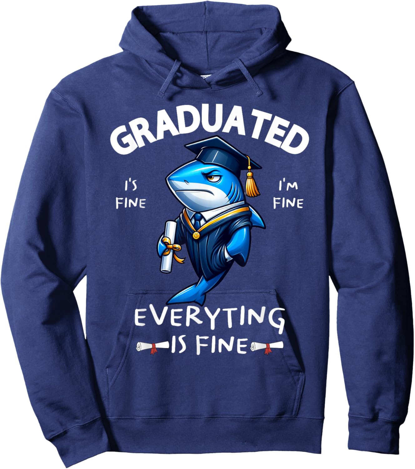 We Graduated Graduate Class 2025 Cool Shark Graduation Squad Hoodie - Hoodie | Navy