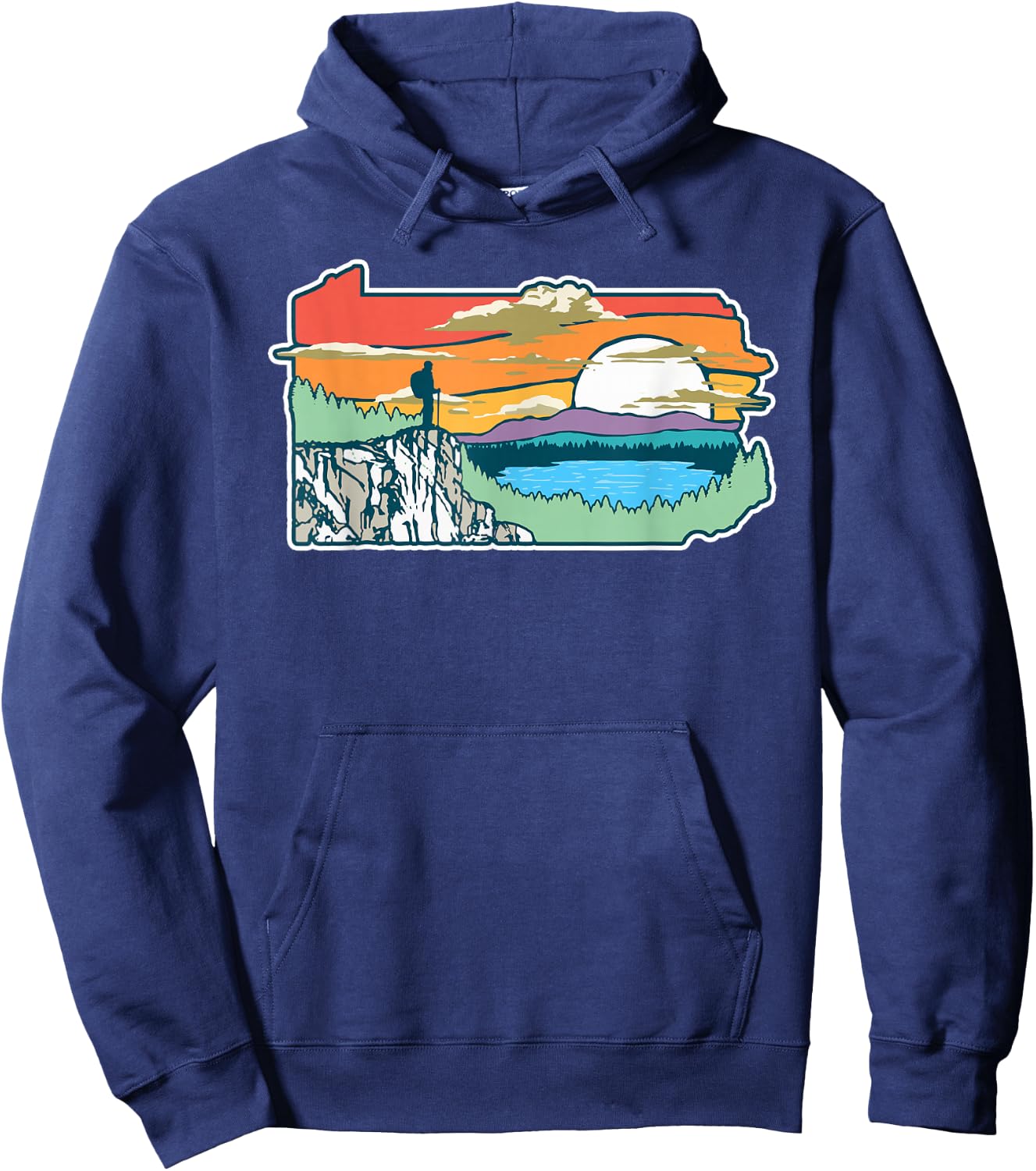 State of Pennsylvania Nature Illustration Outdoor Graphic Hoodie - Hoodie | Navy