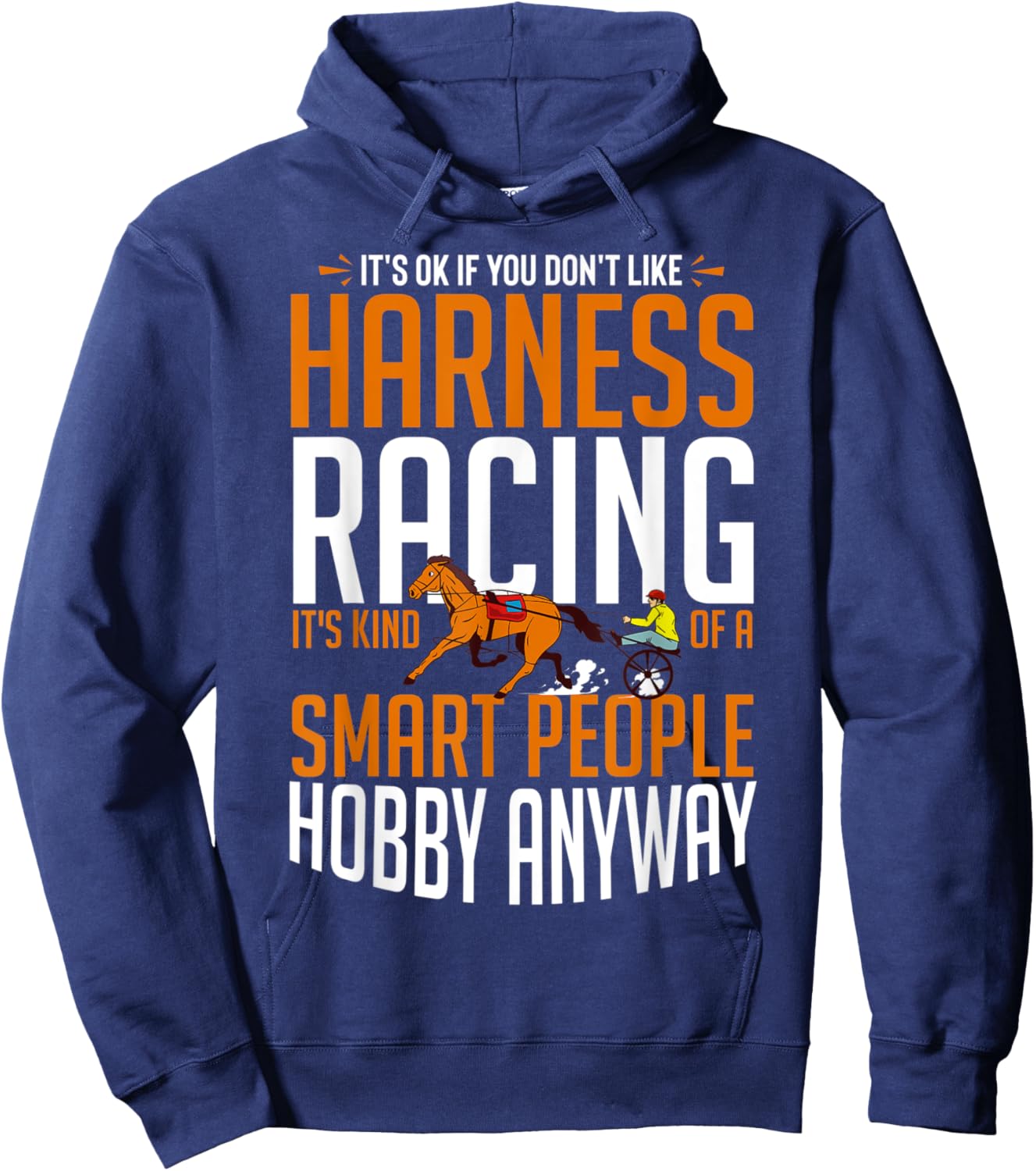 Harness Racing Horse Race Track Racer Trotting Horse Hoodie - Hoodie | Navy