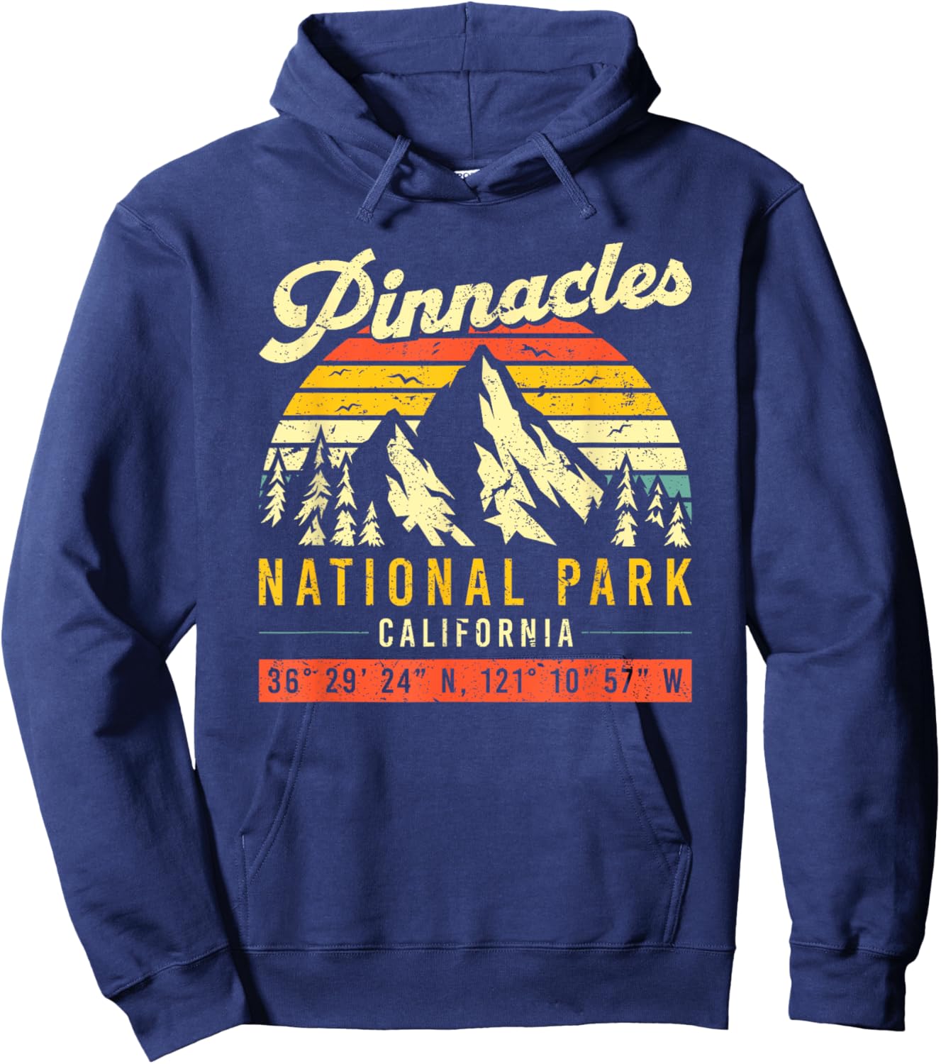 Pinnacles California Vintage Retro National Park Hoodie - Hoodie | Navy