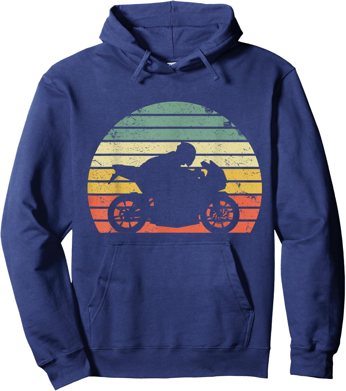 Vintage Biker Motorcycle Shirt Silhouette Retro Hoodie - Hoodie | Navy