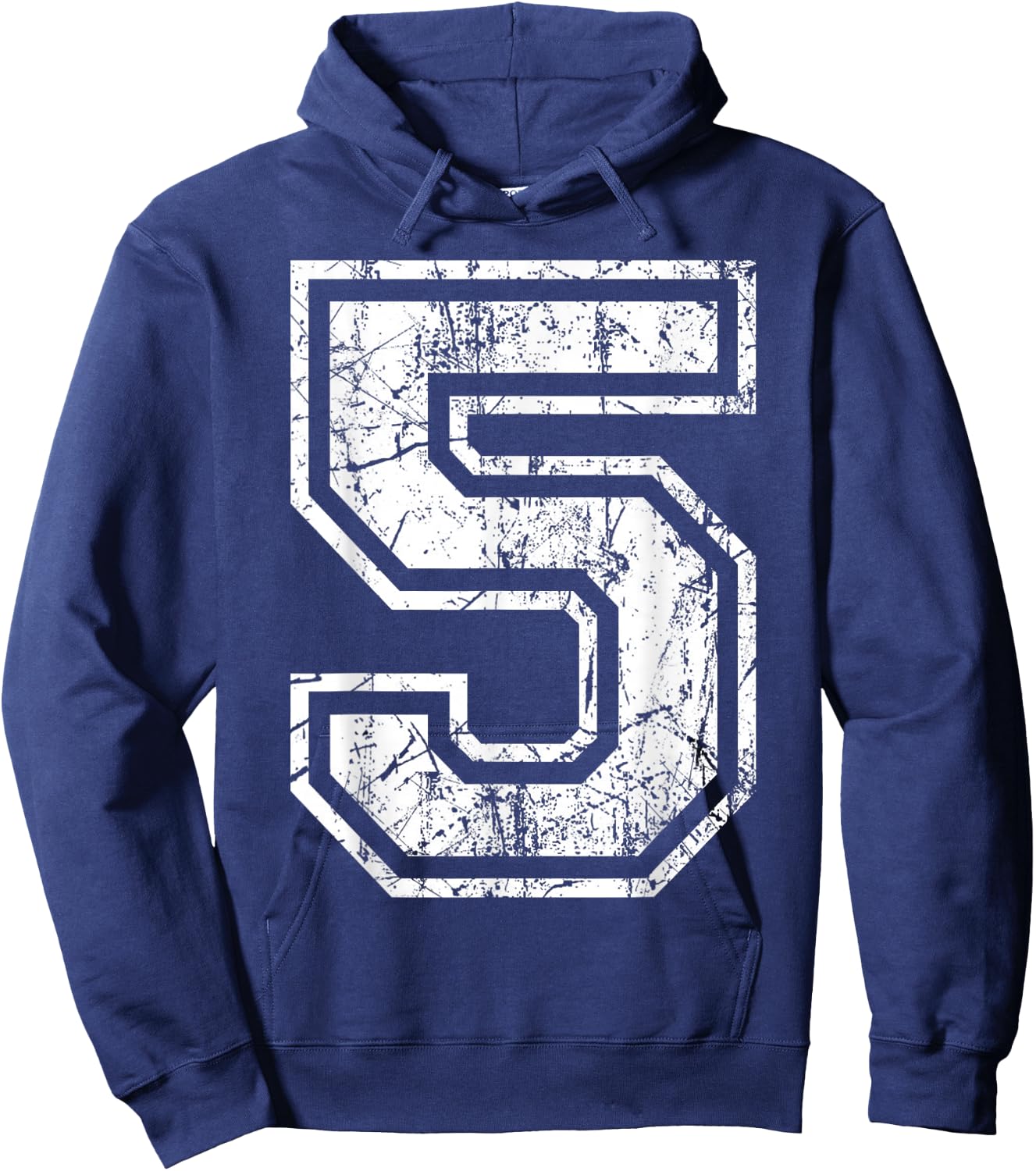 Sports Jersey Grunge Number 5 Fan Team Player Birthday Gift Hoodie - Hoodie | Navy