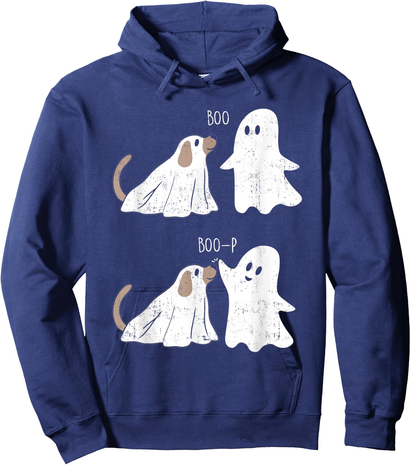 Retro Vintage Boo Boop Ghost And Dog Halloween Funny Hoodie - Hoodie | Navy
