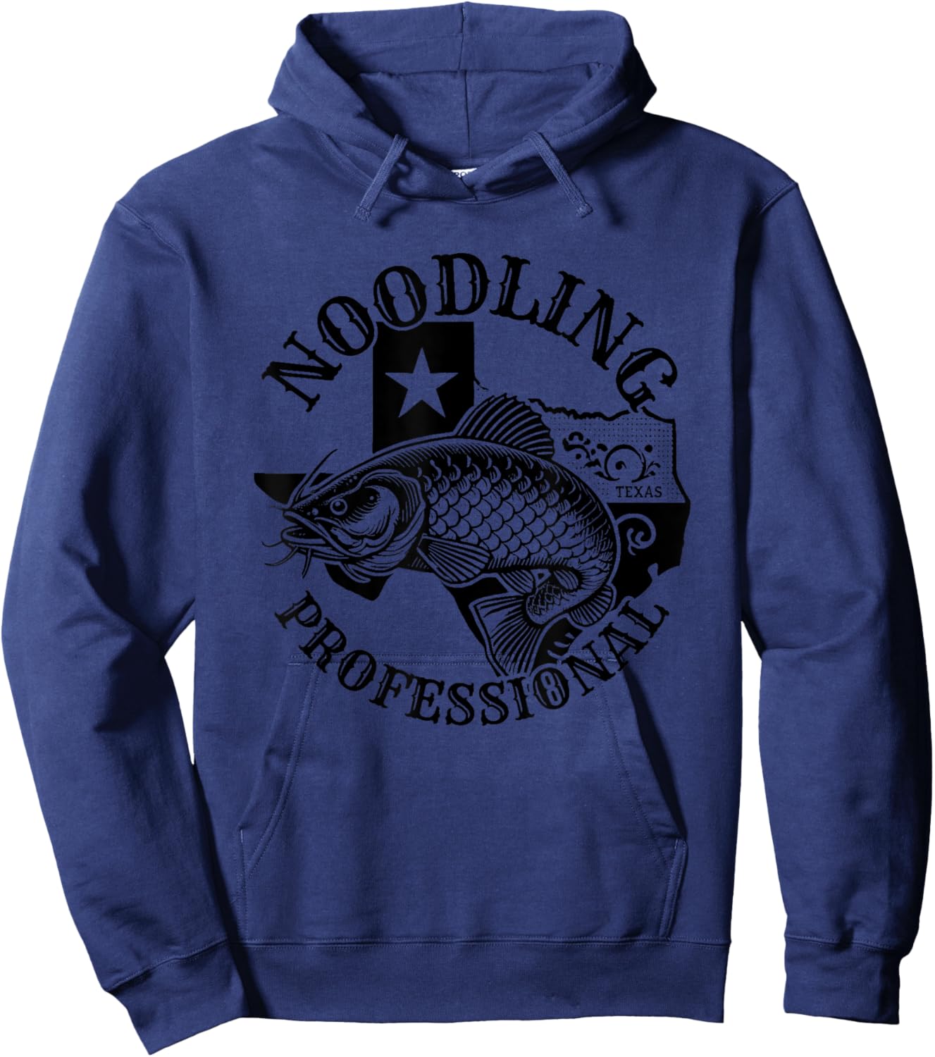 Texan Noodling professional, funny Texas catfish noodling Hoodie - Hoodie | Navy