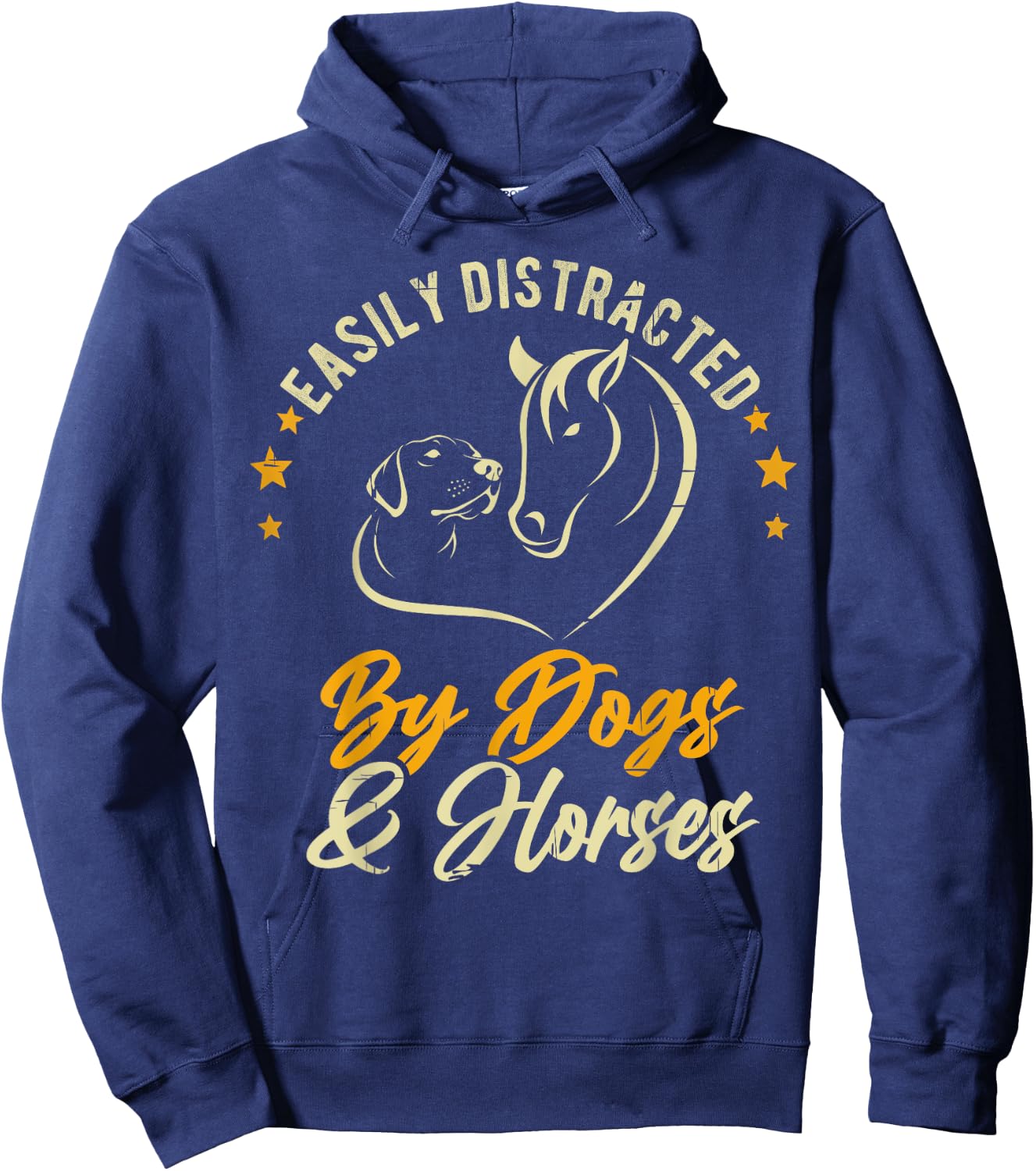 Easily Distracted By Dogs And Horses Dog Mom Horse Mom Women Girls Kids Hoodie - Hoodie | Navy