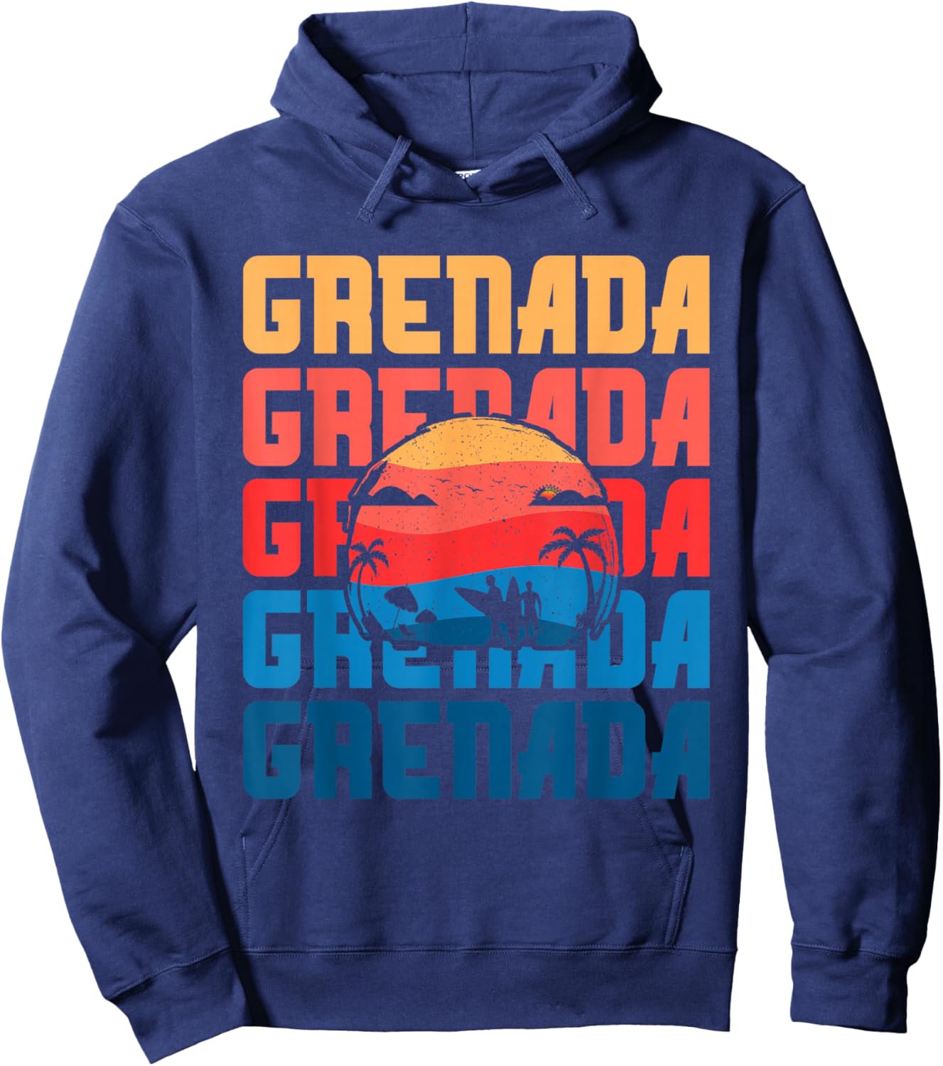 Grenada Vacation Grenadian Surfing Souvenir Retro Hoodie - Hoodie | Navy