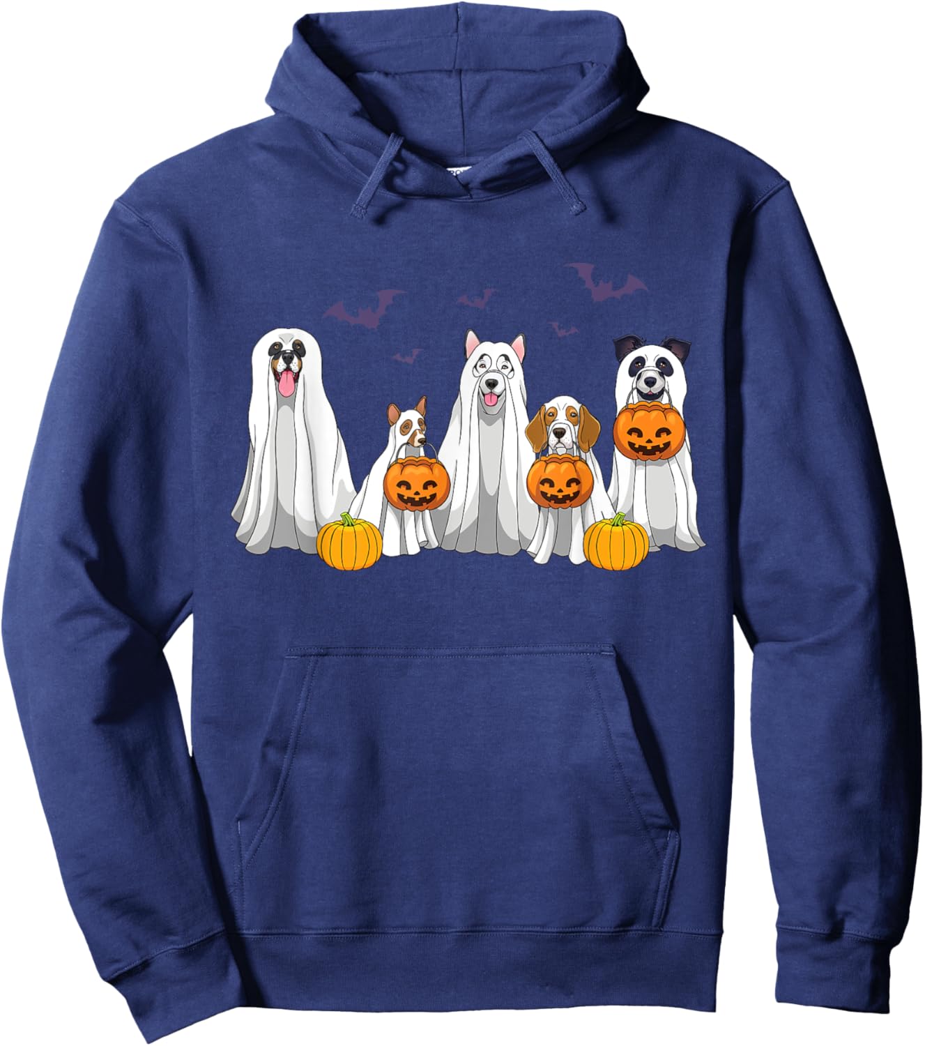 Halloween Dogs Ghost Pumpkins Spooky Dog Lover Gift Hoodie - Hoodie | Navy
