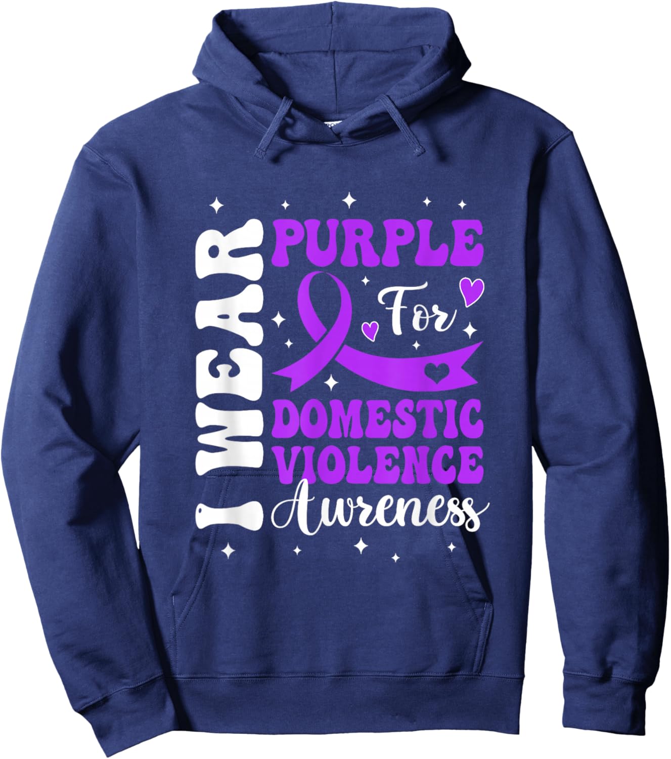 I Wear Purple Domestic Violence Awareness Men Women Hoodie - Hoodie | Navy
