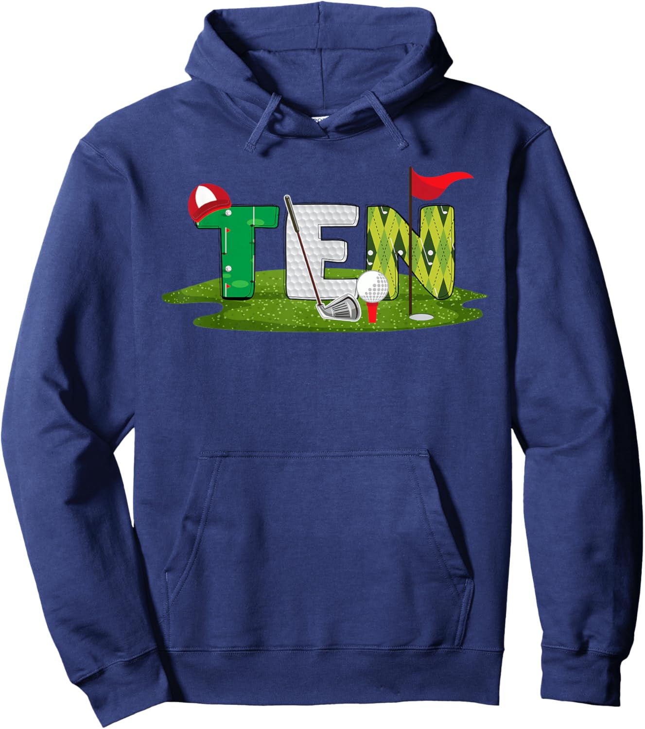 10th Birthday Golf Theme 10 Year Old Kids Sport Party Hoodie - Hoodie | Navy