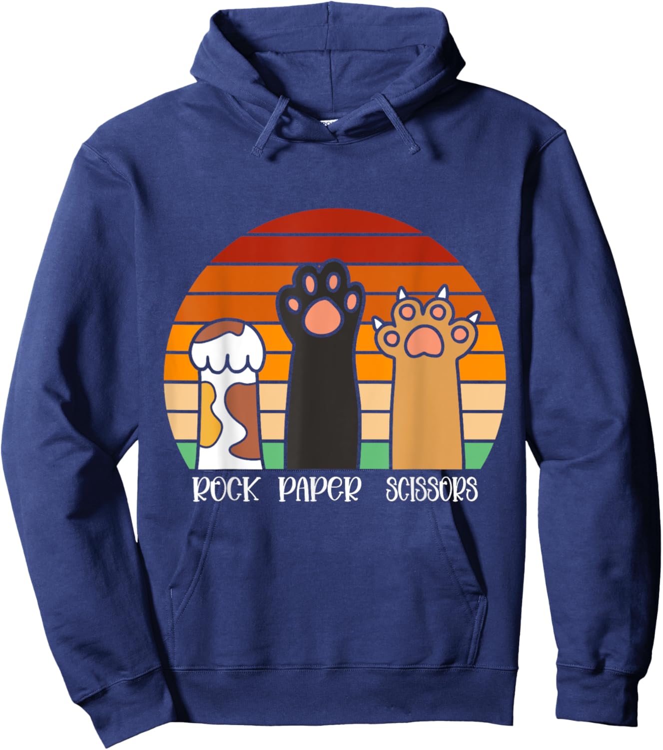 Rock Paper Scissors Game Kitten Lover Animal Paws Cat Hoodie - Hoodie | Navy