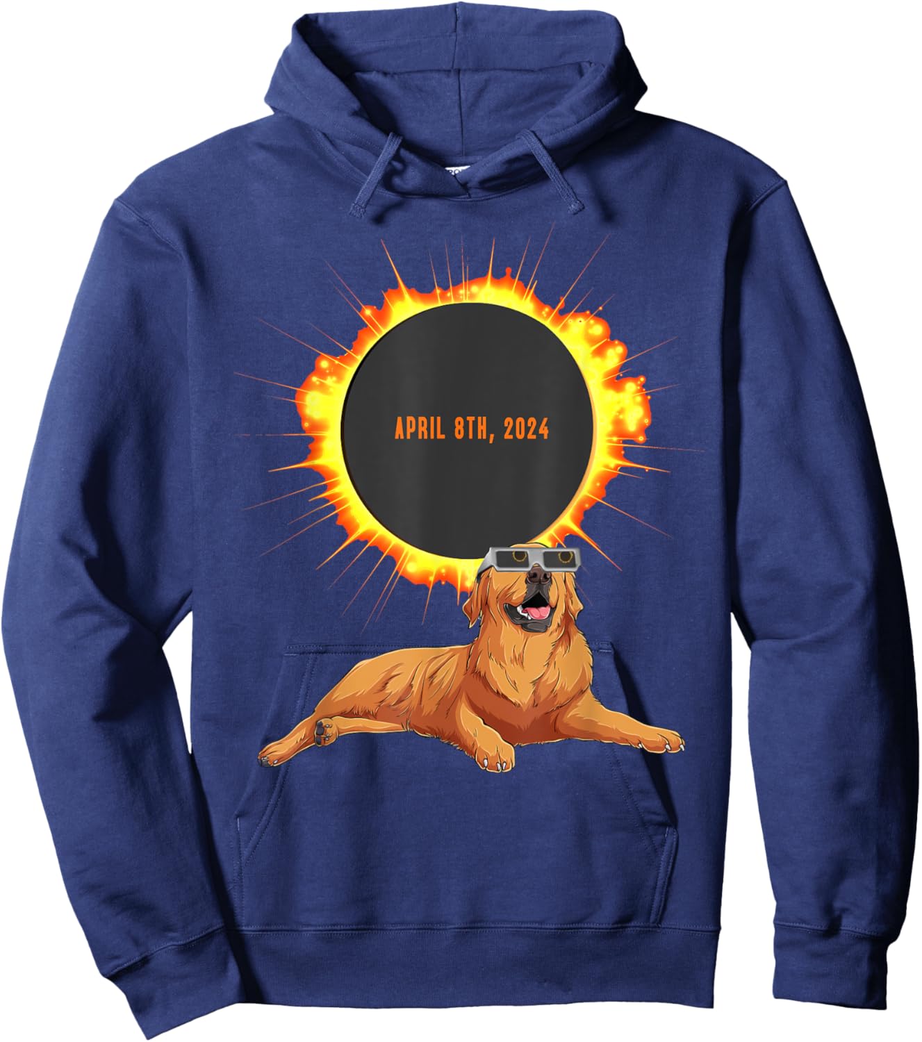 Total Solar Eclipse 2024 Dog Idea & Solar Eclipse Hoodie - Hoodie | Navy