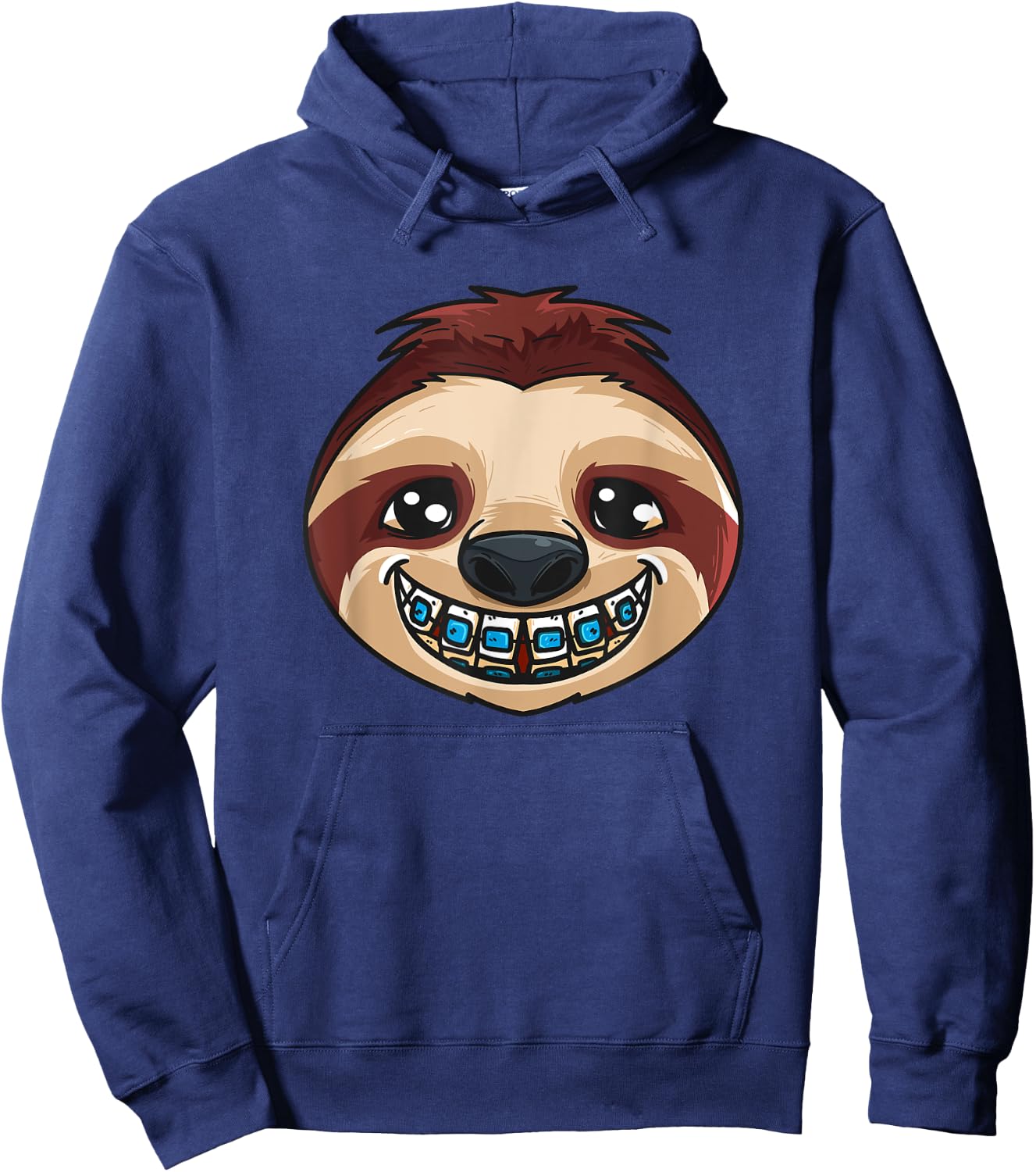 Cute Sloth Head With Dental Braces Dental Dentist Dentistry Hoodie - Hoodie | Navy