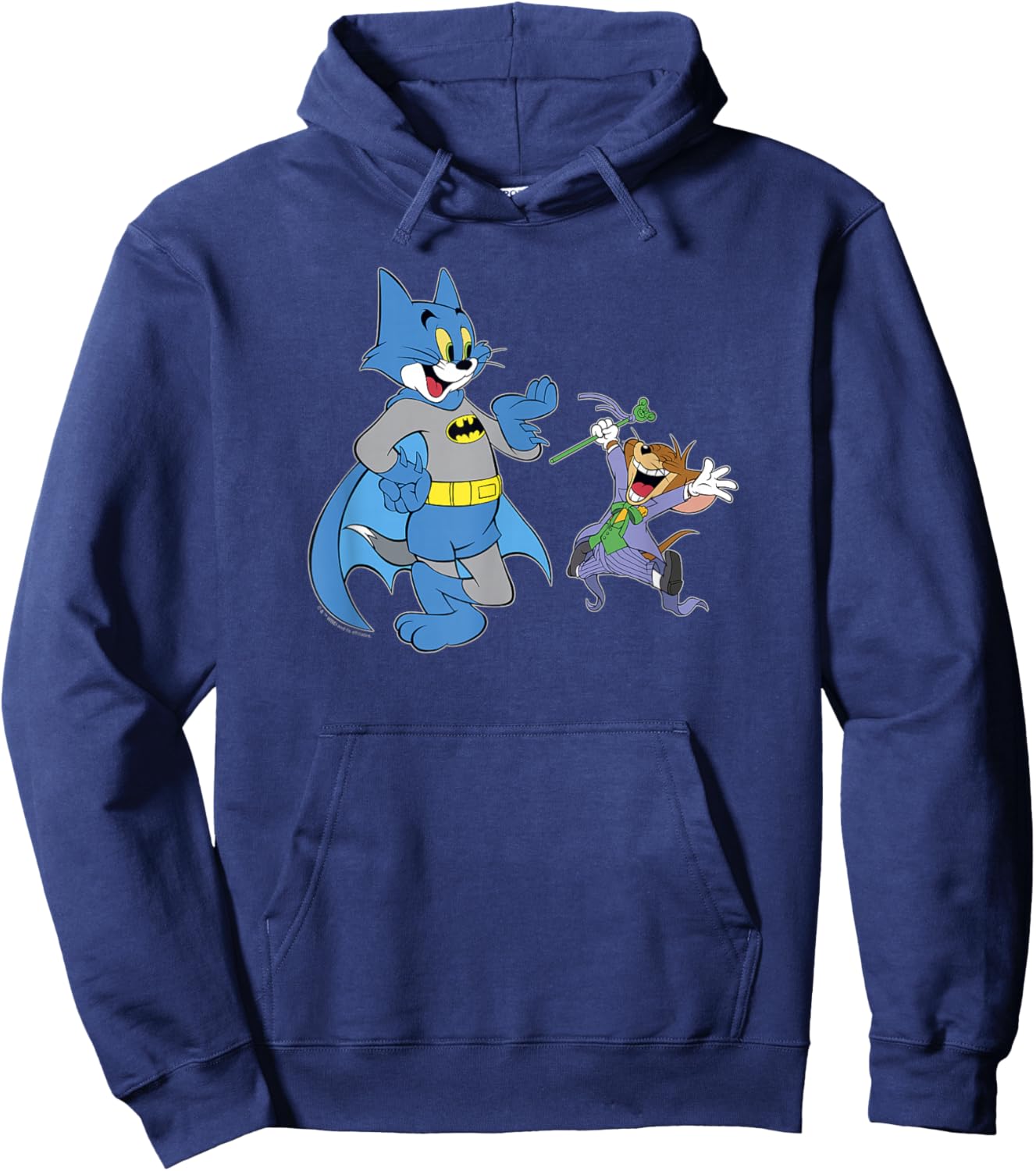 WB100 Tom and Jerry Disguised As Batman & Joker Portrait Hoodie - Hoodie | Navy