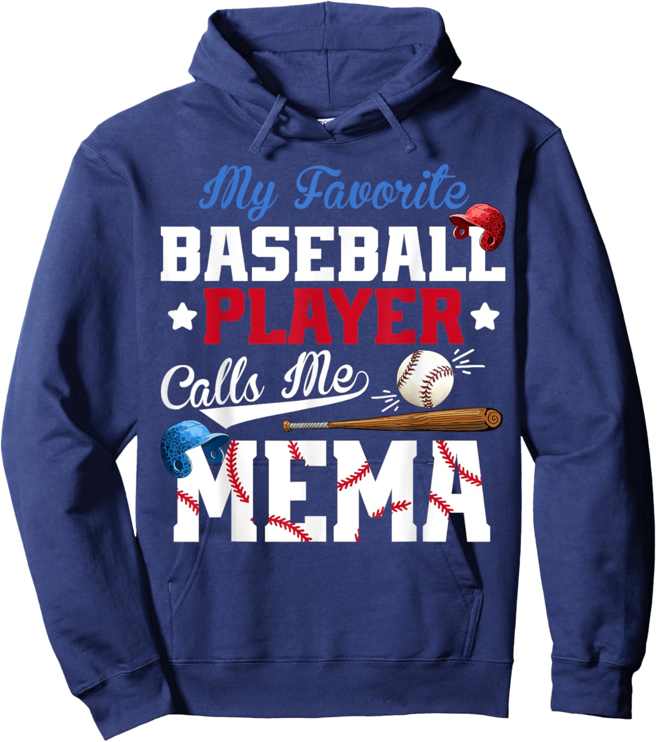 Vintage My Favorite Baseball Player Calls Me Mema Hoodie - Hoodie | Navy