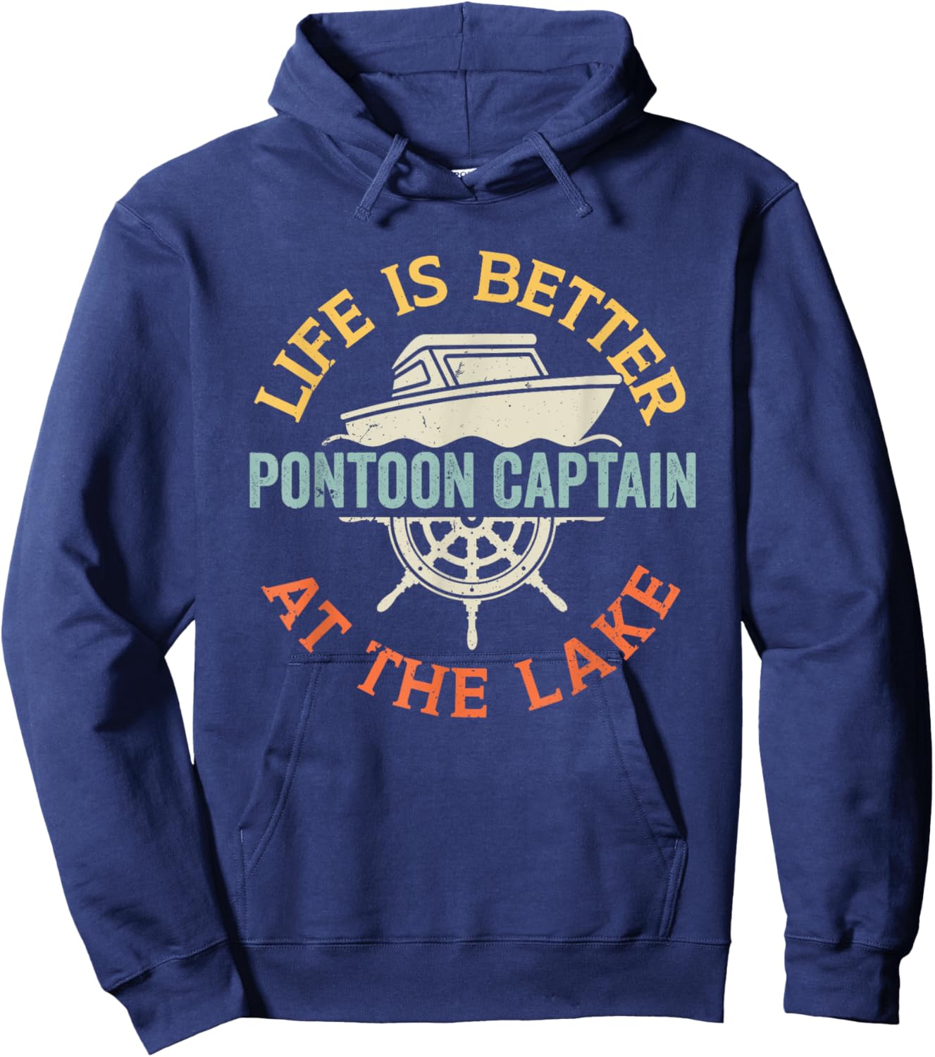 Boating Lake Pontoon Boat Captain Hoodie - Hoodie | Navy