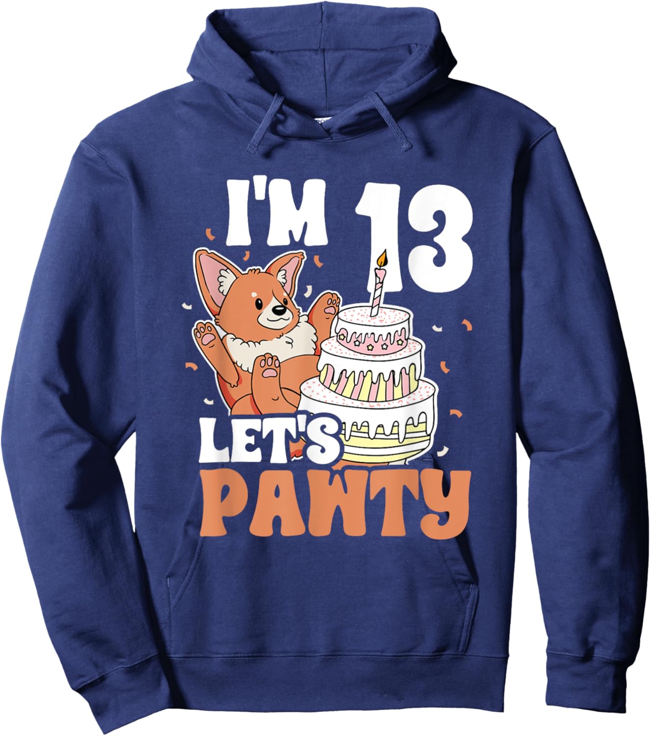 I'm 13 bday Dog party Kids 13th Birthday Corgi Dog Hoodie - Hoodie | Navy